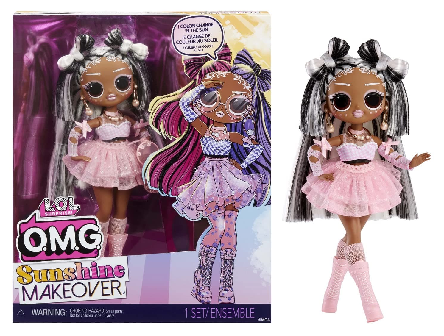 L.O.L. Surprise! Doll for Girls, OMG Sunshine Makeover Color Change Dolls, Fashion Doll with Color Changing Hair and Fashion Accessories, Removable Outfit, 9.5" Tall, For Kids Ages 4+ - 589440
