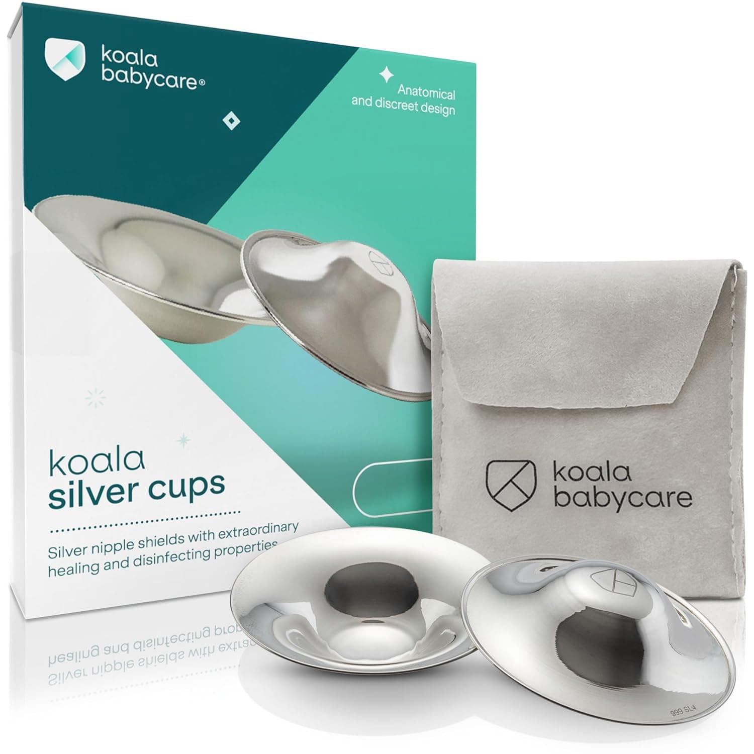 Koala Babycare Silver Nursing Cups Made in Italy – Protect and Soothe Sore and ed While Breastfeeding - Nursing Pads in Tri-Laminate Silver - Shields for Nursing Newborn