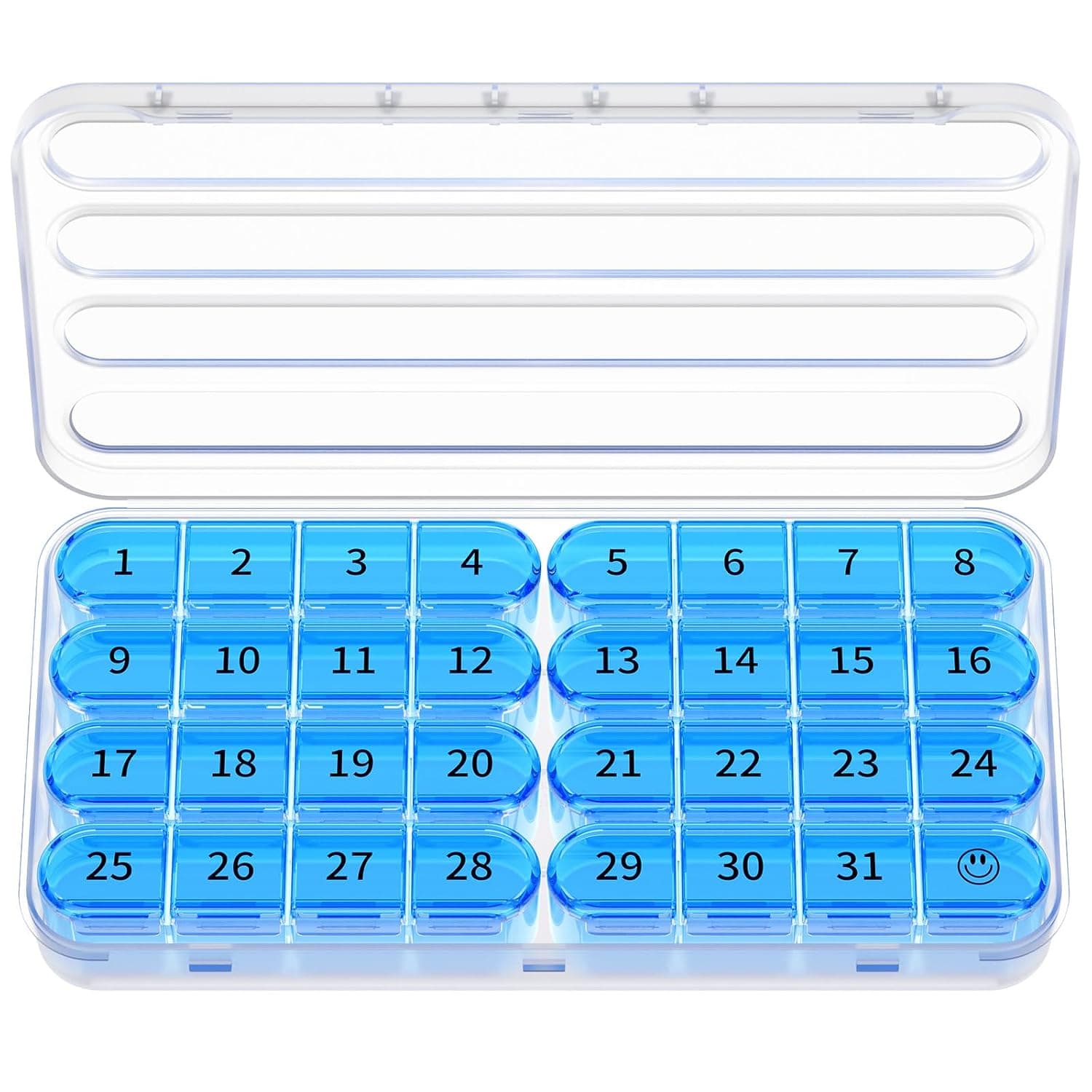 Zoksi Monthly Pill Box Organiser 1 Times a Day, 30 Day Tablet Organizer, One Month Medicine Storage Box, 31 Day Pill Case for Travel, with 8 Portable Compartments for Vitamin, Supplement & Medication | One Month Pill Case for Travel, 31 Day Daily Medcine Container for Vitamins, Supplement & Medication