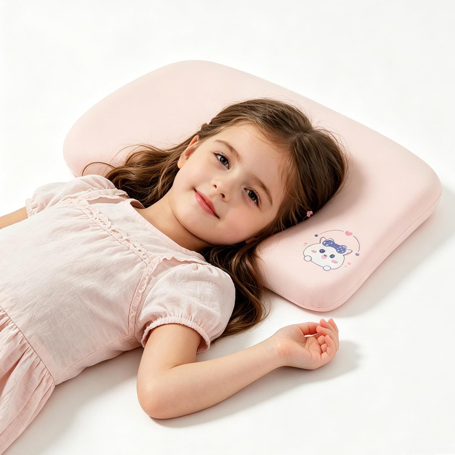 Toddler Memory Foam Pillow, Baby Head Support, Gentle Neck Support & Pressure Relief, Cooling Breathable, Washable Cover, Infant Kids Travel Pillow,pink
