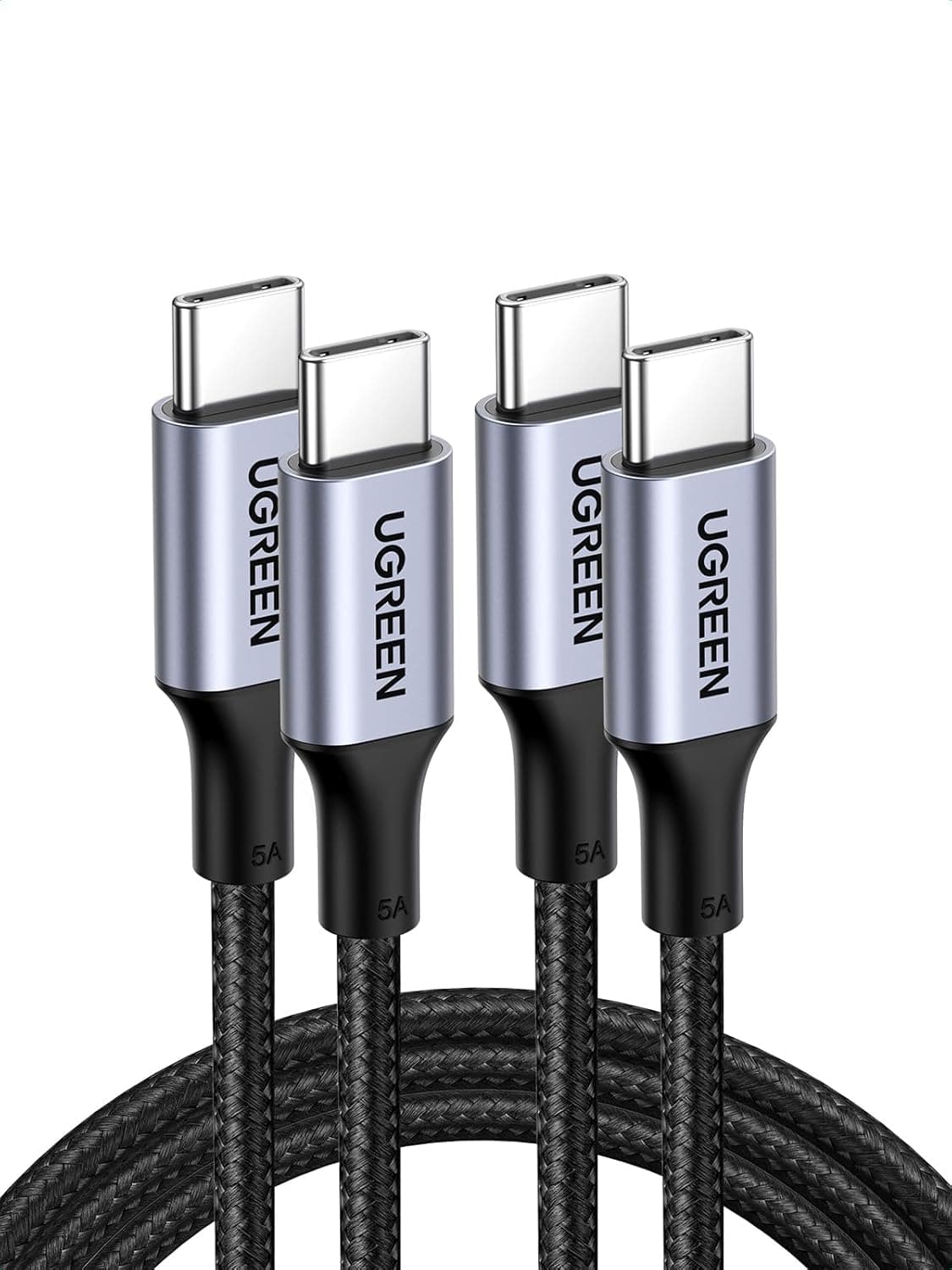 UGREEN USB C Cable 2M 2Pack, Braided 100W Power Delivery PD Super Fast Charge Cable USB C to Type C for iPhone 15/16 pro max, iPad mini 7, MacBook Pro, iPad,Samsung S25 Ultra/S24/23/, Huawei P70