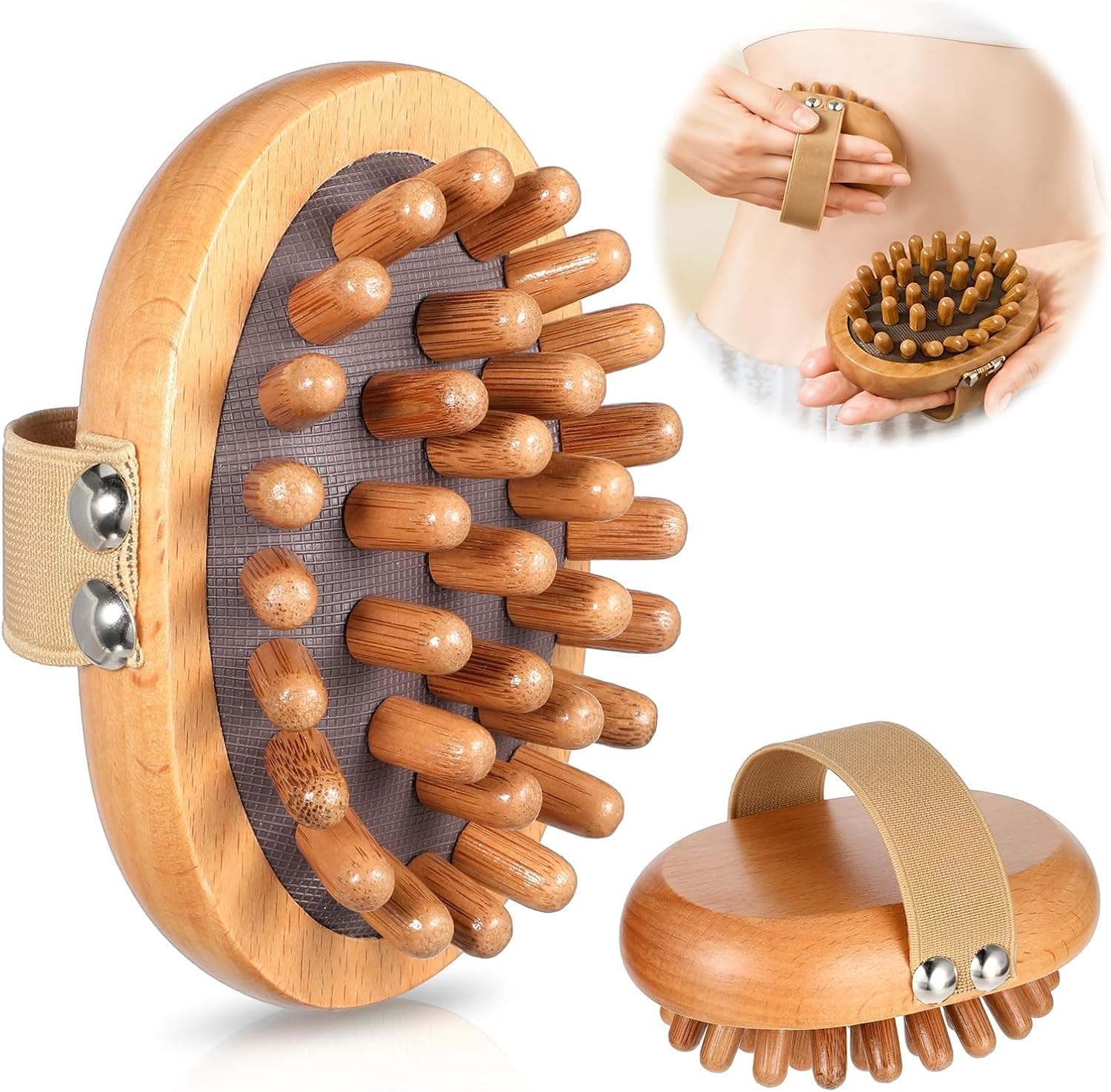 Wooden Gua Sha Massage Comb & Body Brush - Natural Wood Therapy Scalp Massager for Hair Growth, Lymphatic Drainage, And Body Relaxation, Portable Sauna Spa Meridian Massage Tool