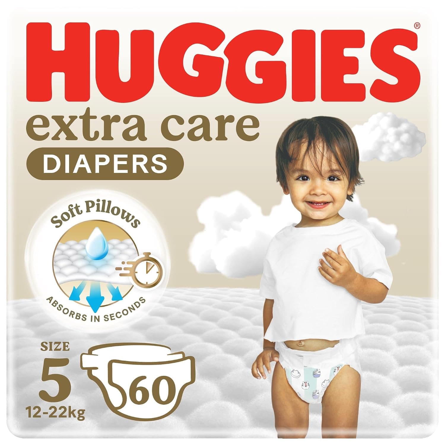 Huggies Extra Care Open Diaper Size 5 (12-22 KG) 60 Diapers