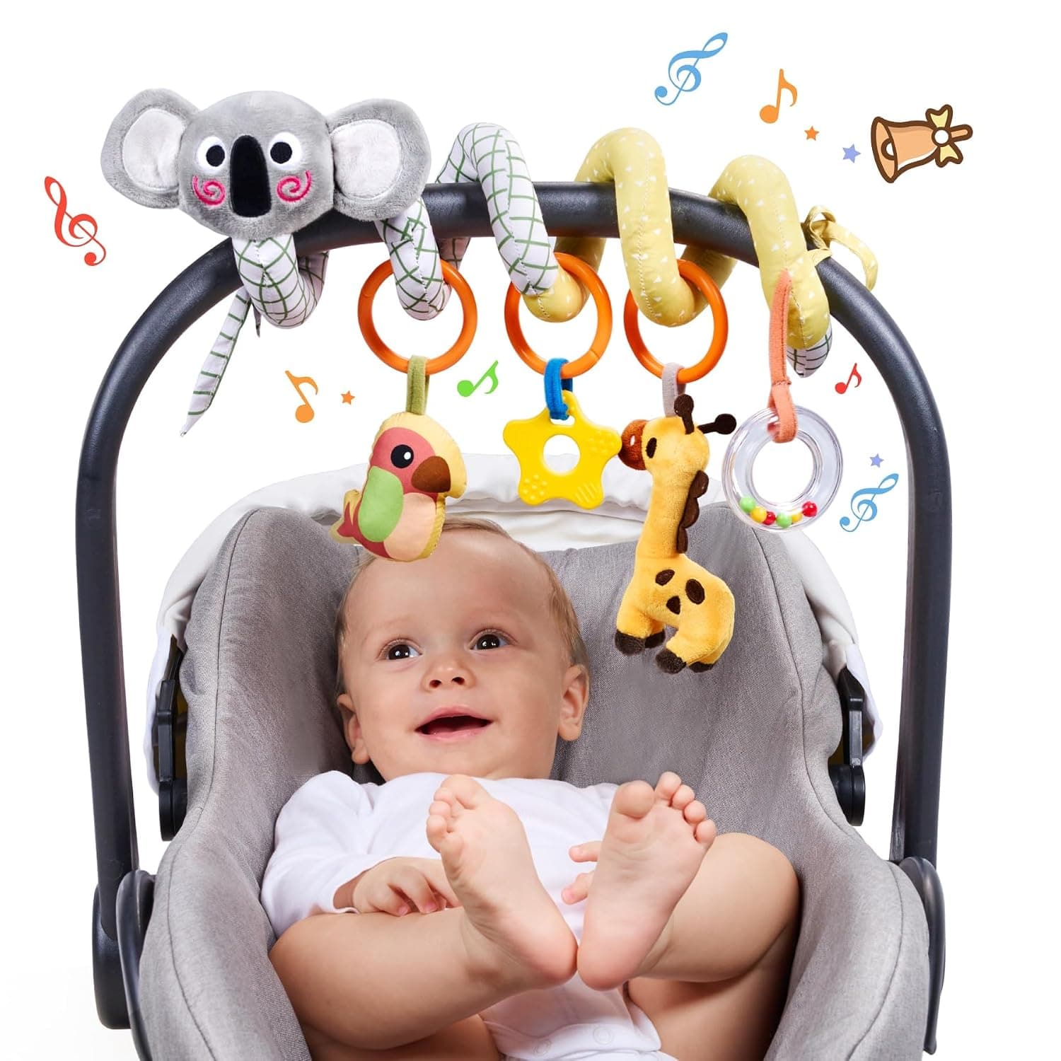 TUMAMA Baby Spiral Activity Toys, Infant Stroller Toys with Rattle, 0-12 Months