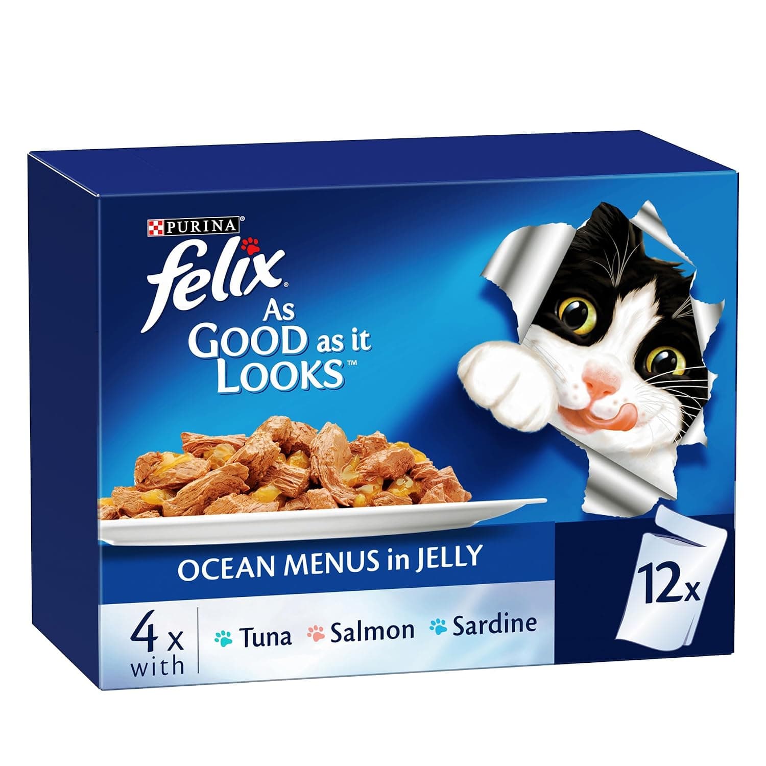 Felix As Good As It Look Doubly Delicious Wet Cat Food Ocean Menu 85g (Pack of 12)