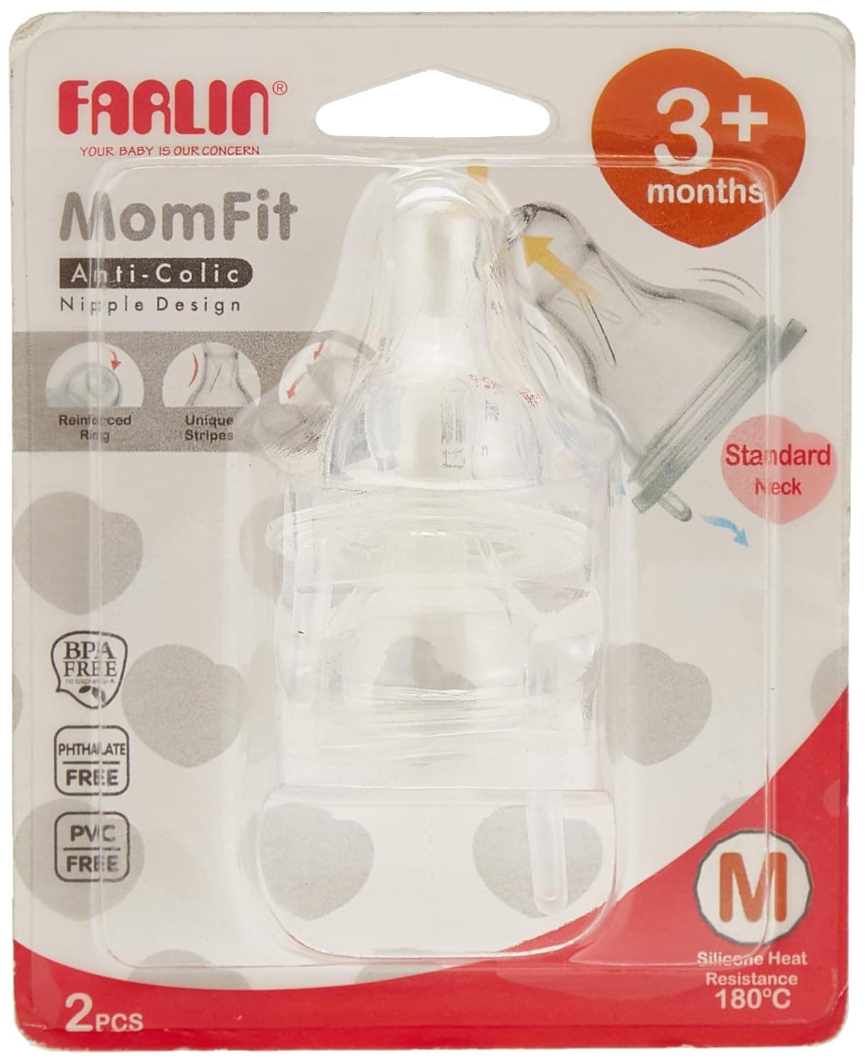 Farlin Bottle Nipples For Babies Size M 2 Pieces - Ac-21011 M, Ac-21011(M)