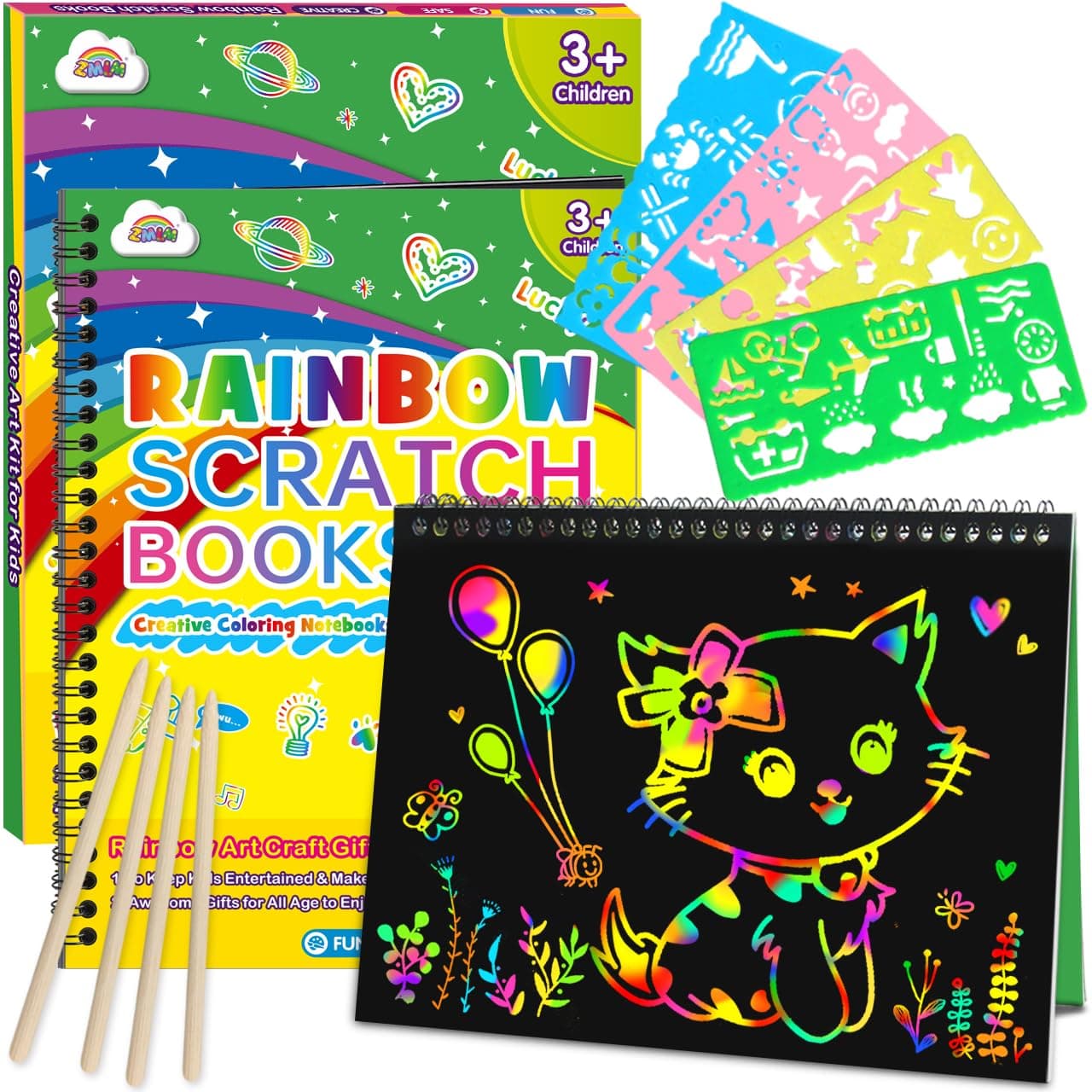 ZMLM Scratch Paper Art Craft Gifts: 2 Pack Scratch Crafts for Kids Ages 4-8 Year Old Girl Birthday Gift Games for Kids Arts Kits School Party Toys Activity | Birthday Gift Games for Kids Girls Boys Kits School Party Toys Party Travel Activity