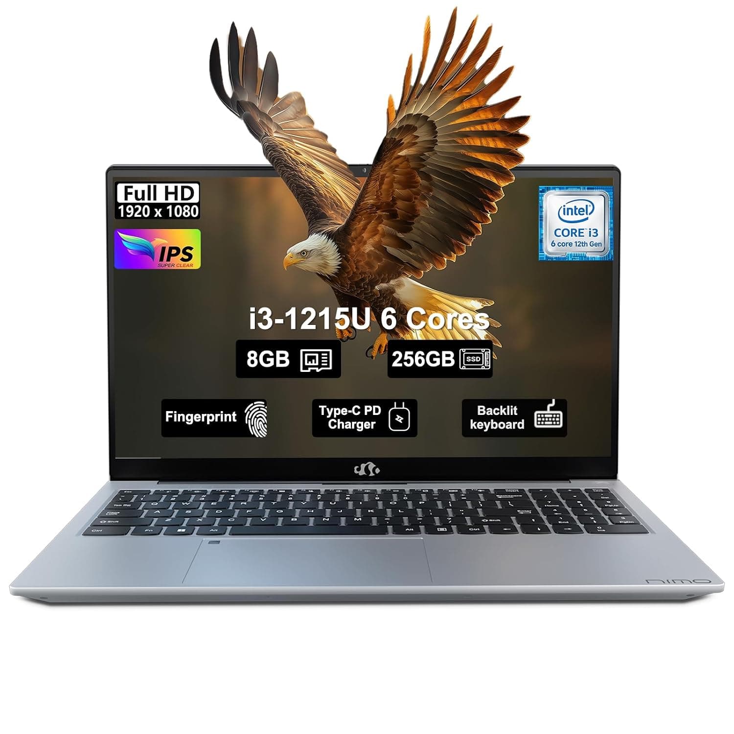 NIMO 15.6" IPS FHD-Business-Laptop, Intel 6 Core i3-1215U 32GB RAM 2TB SSD (Beat i5-1135G7, Up to 4.4GHz) Computer with Backlit Keyboard Fingerprint 65W Type C Wi-Fi 6 Numpad Win 11
