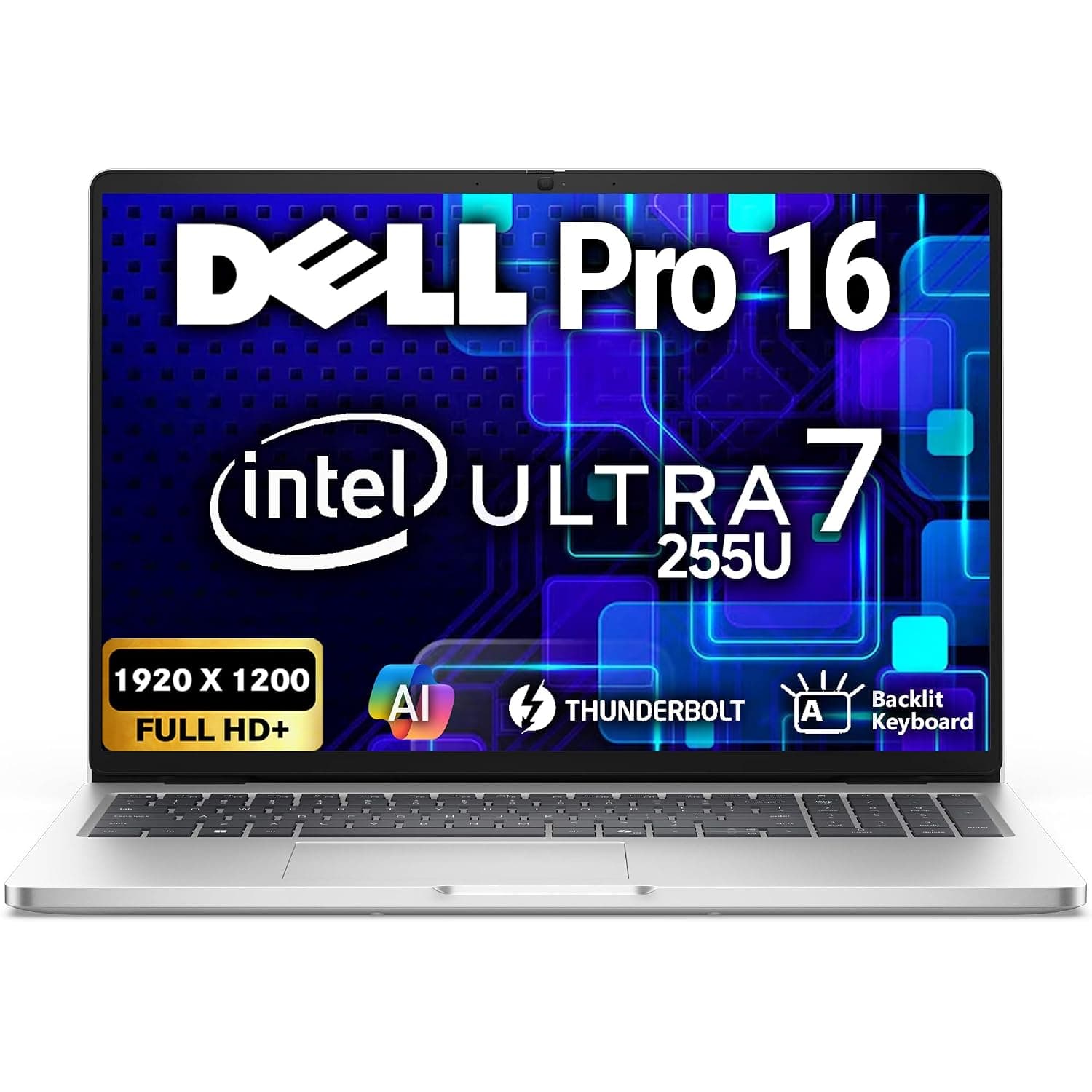 Oemgenuine Dell Pro 16 FHD+ 16" (Replaces Latitude 3550), Ultra 7 255U, 32GB DDR5 RAM, 512GB SSD, Backlit Keyboard, WiFi 6E + BT, RJ-45, HDMI, FHD Webcam, Win 11 Pro, Business AI Laptop