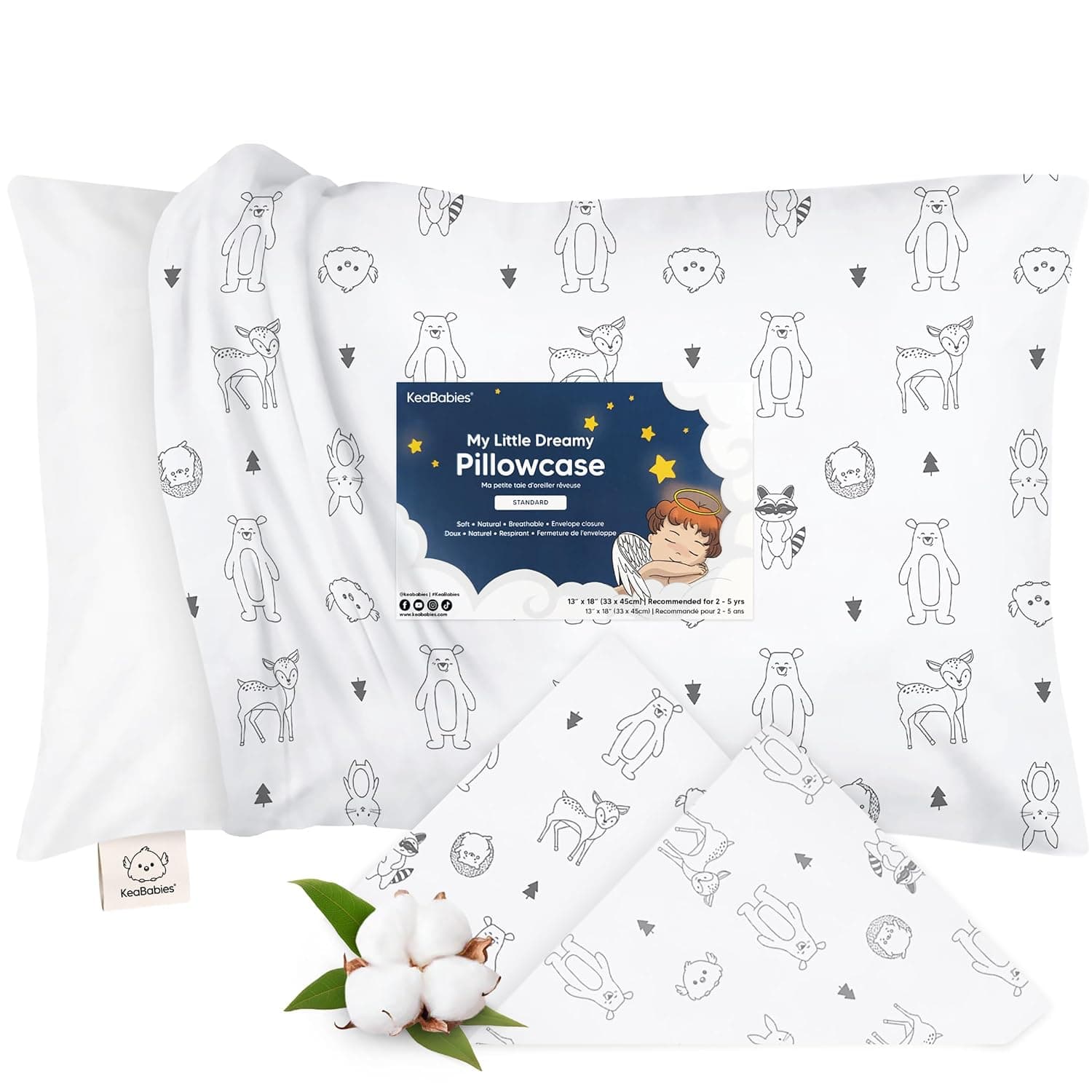 KeaBabies Toddler Pillowcase for 13X18 Pillow - Organic Toddler Pillow Case for Boy, Kids - 100% Natural Cotton Pillowcase for Miniature Sleepy Pillows - Pillow Sold Separately (KeaFriends)