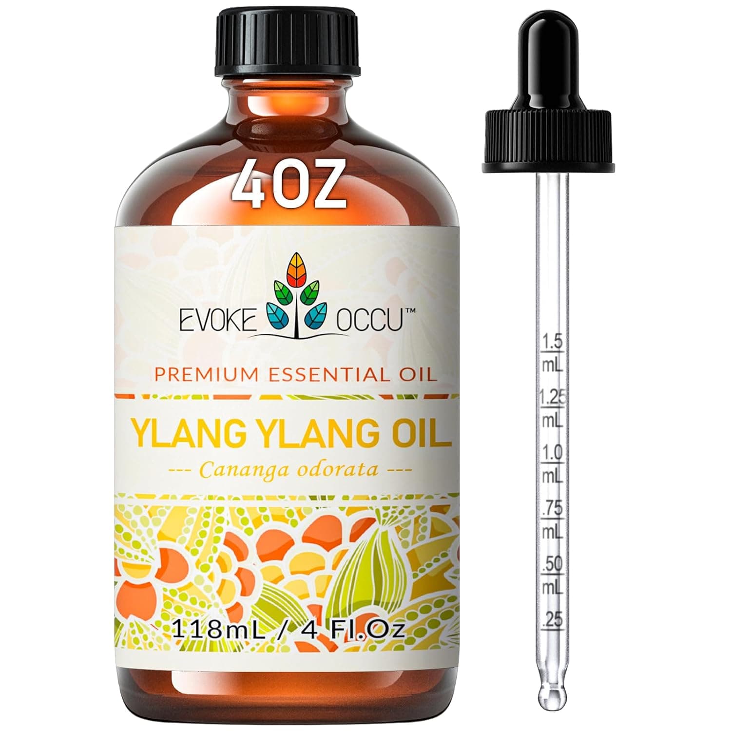 EVOKE OCCU Ylang Ylang Essential Oil 4 Oz, Pure Ylang Ylang Oil for Skin Hair Aromatherapy Diffuser Fragrance DIY- 4 FL Oz