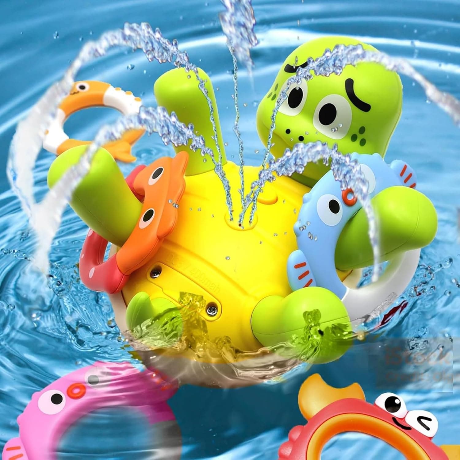 Andanna Turtles Baby Bath Toys, Whale Bath Toy Sprinkler for Kids Toddler with 5 Rings, Swimming Turtles Bath Toy for Baby, Mold Free Bath Toys for Kids Ages 3 4 5 6 Year Old Girl Boys