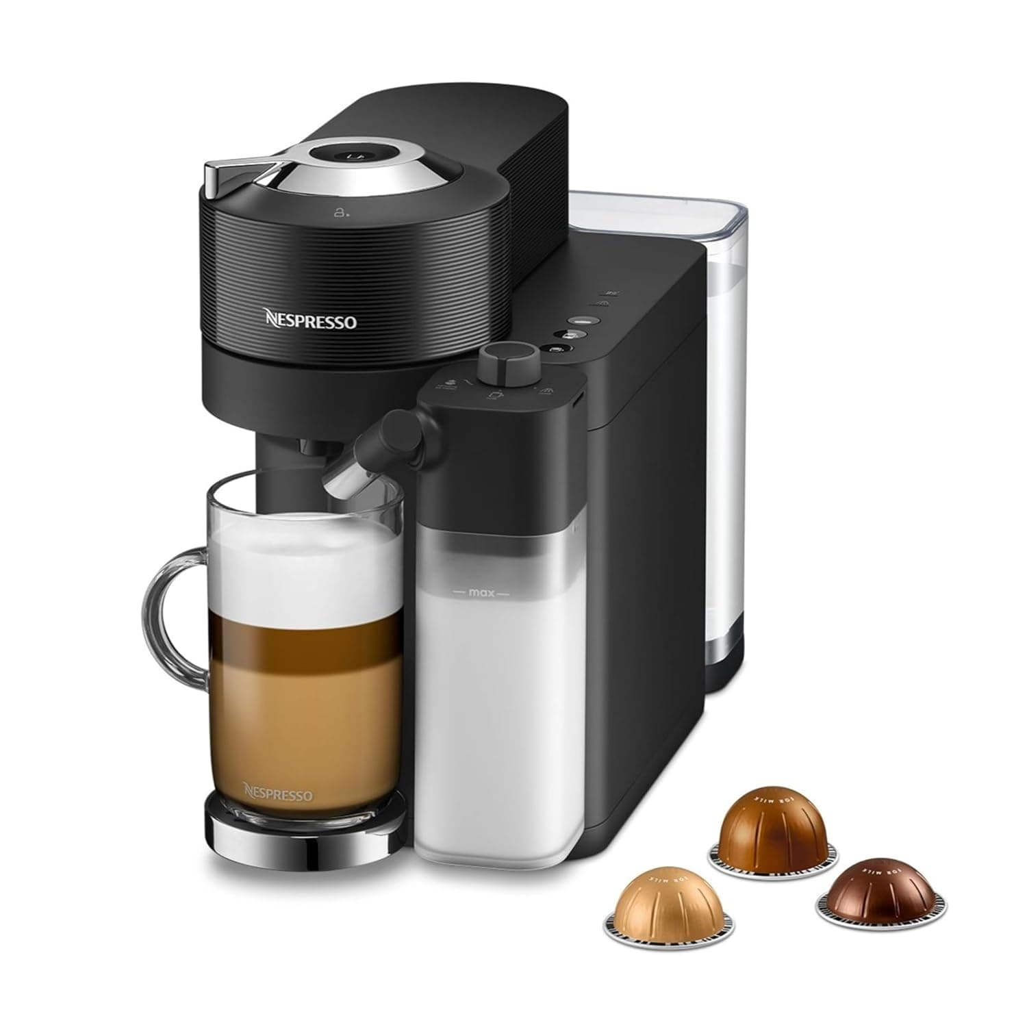 Nespresso Vertuo Lattissima GDV5 Capsule Coffee Machine, Automatic Milk System for Cappuccino & Latte, Brews 7 Cup Sizes for Black Coffee, 1.6 L, Black