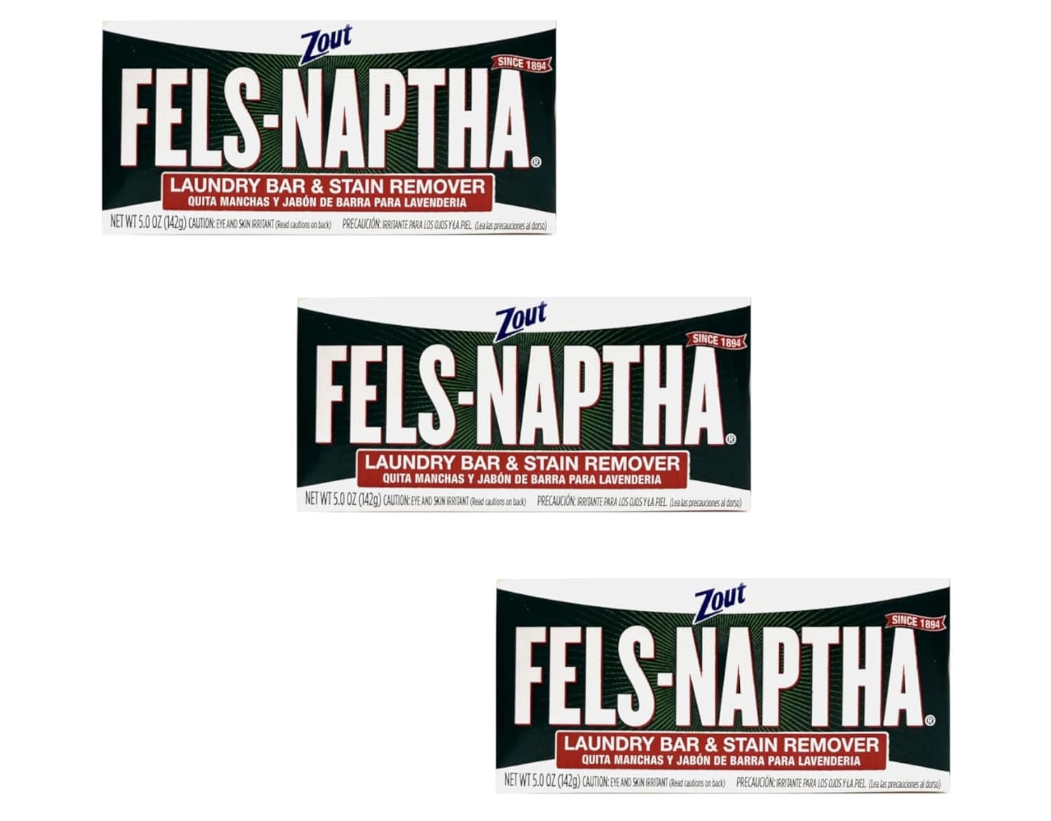 Fels Naptha Laundry Bar and Stain Remover, 5 Ounce (Thrее Рack)
