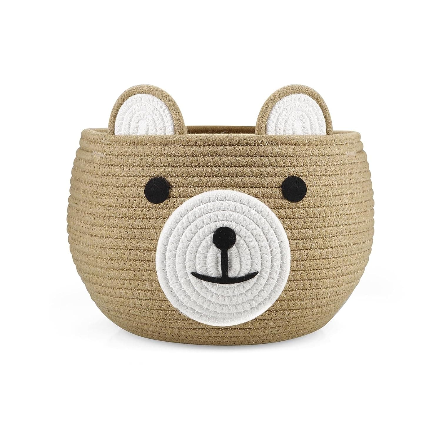 PandaEar Cotton Rope Baby Basket, Baby Diaper Caddy Organizer with Handle, Nursery Organizer and Storage Gift Basket for Infant Newborn Essentials (Brown)