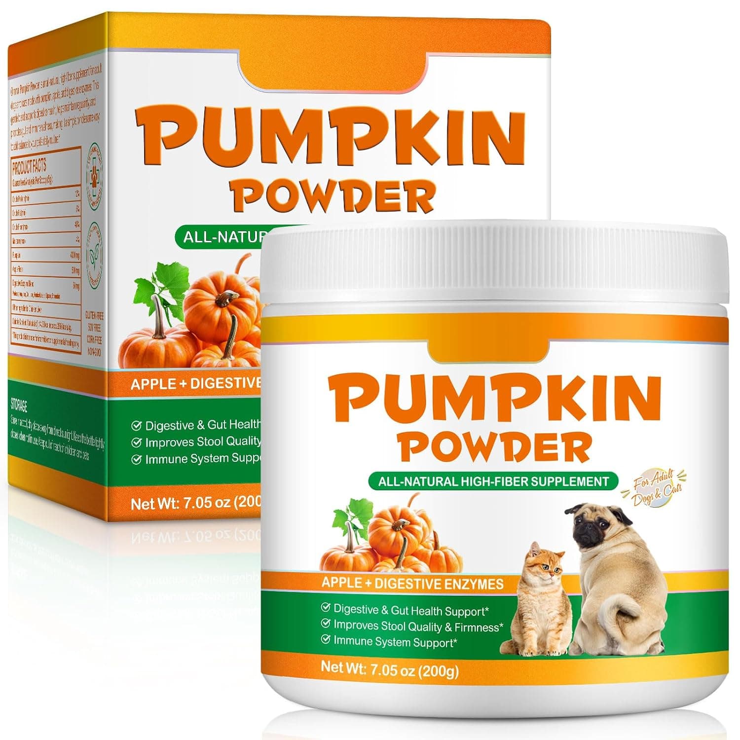 Pet Pumpkin Powder & Puree for Cats and Dogs - 100% Pure Natural Pumpkin, Pet Food Additive, Natural Digestive Supplement & High Fibre Toppe, Add Water to Make Pumpkin Puree for Dogs