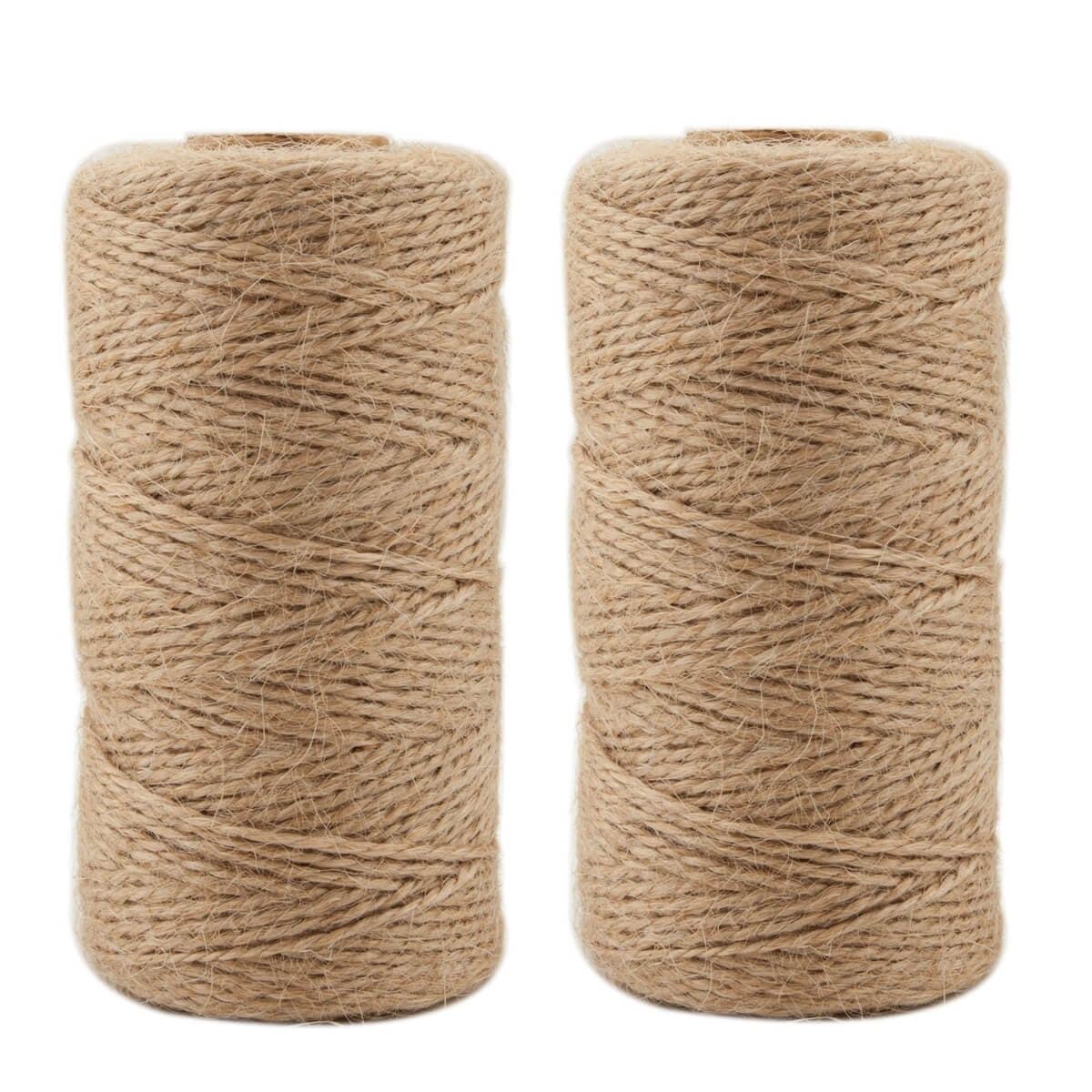 Jute Twine 656 Feet Natural Arts Crafts Jute Rope Durable Packing String for Photos, Gifts and Gardening Applications (2MM 328FT 2PCS)