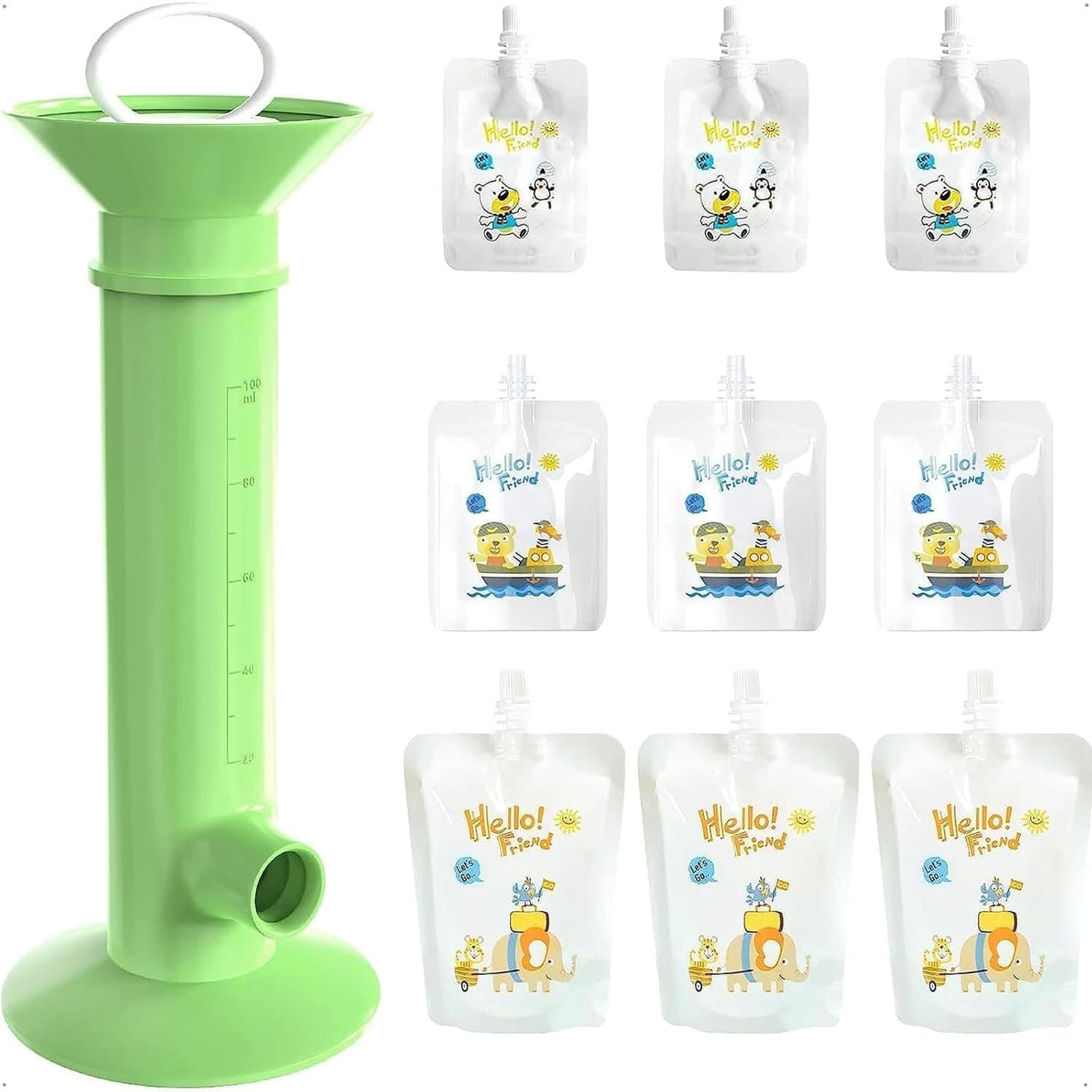 Aputue Food Pouch Filler, Baby Food Maker with 9 Pcs Reusable Pouches for Toddlers Baby