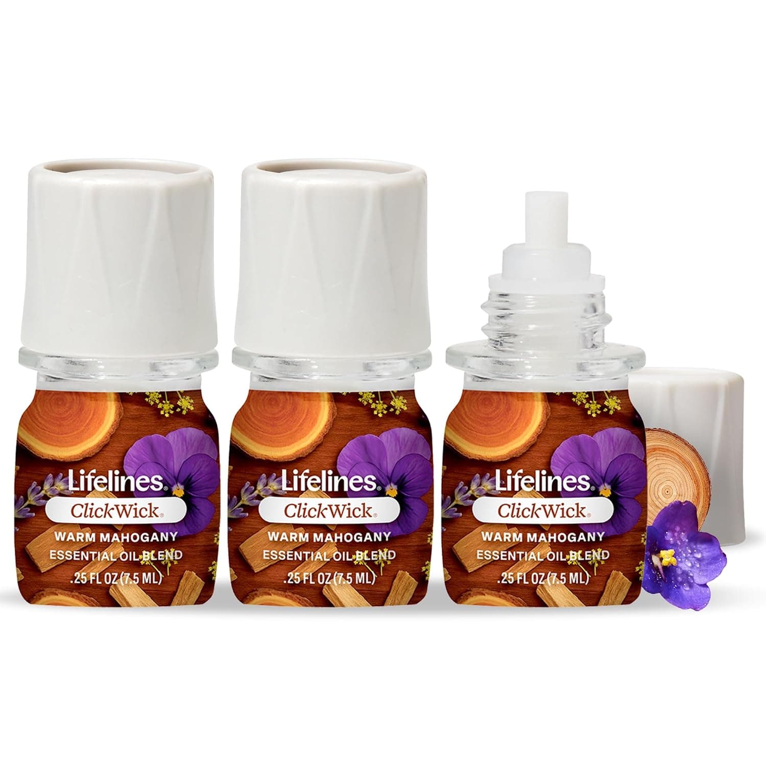 Lifelines ClickWick Essential Oil Blends for Lifelines Diffusers, 3-Pack | Scented Essential Oil Blend Refills for Candle, Plant & Shower Aromatherapy Diffuser - Fragrance for Diffusers, 3 Scents