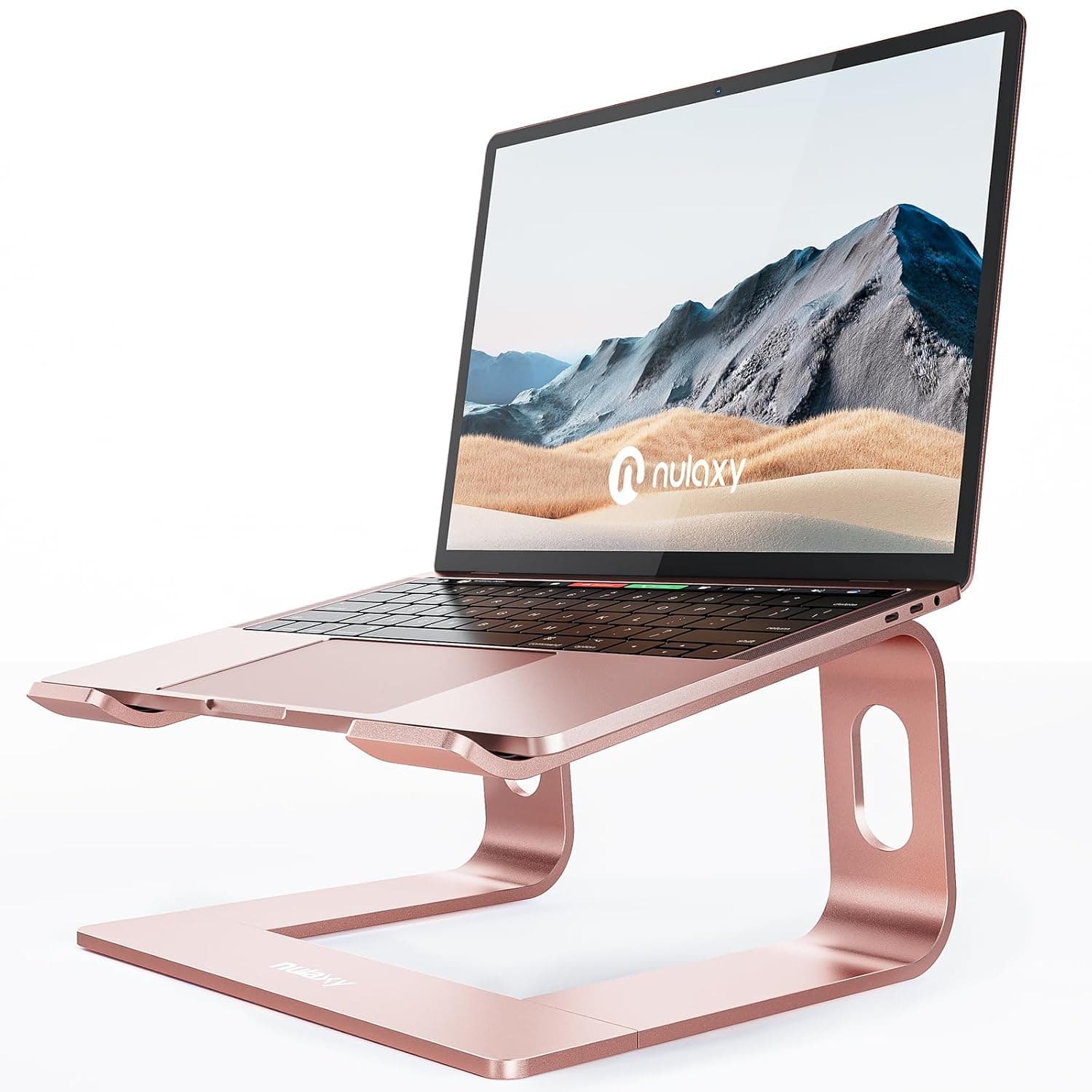 Nulaxy Laptop Stand, Ergonomic Aluminum Laptop Computer Stand, Detachable Laptop Riser Notebook Holder Stand Compatible with MacBook Air Pro, Dell XPS, HP, Lenovo More 10-15.6” Laptops (D-Rose Gold) | Detachable for Portable Storage, Easy Setup, Saves Desk Space, Compatible with 10-16 Inch Laptops, Office Desk Accessories