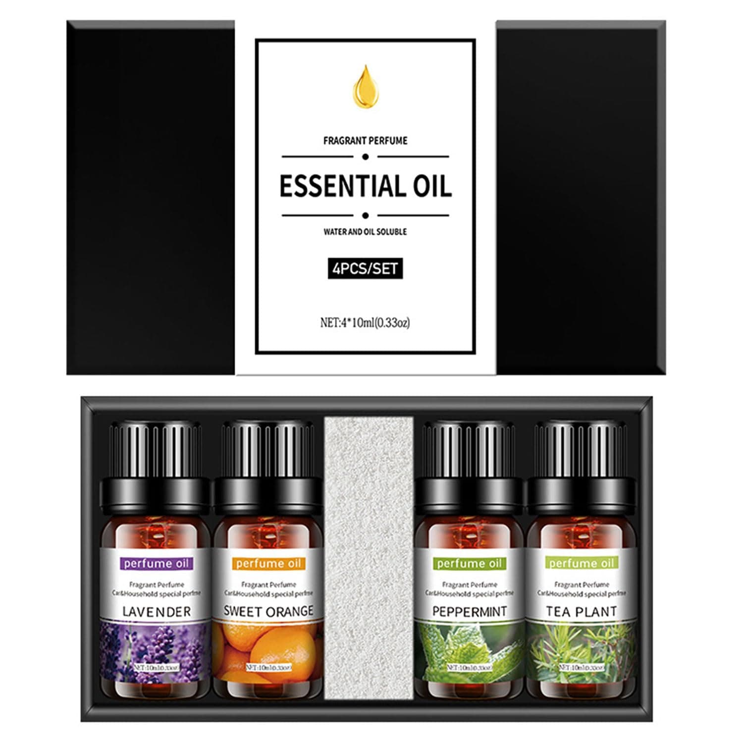 ECVV 4pcs Essential Oil Set 10ml Each Bottle For Humidifier Oil Fragrance Diffuser Home Fragrance Refill Oils Gift Set