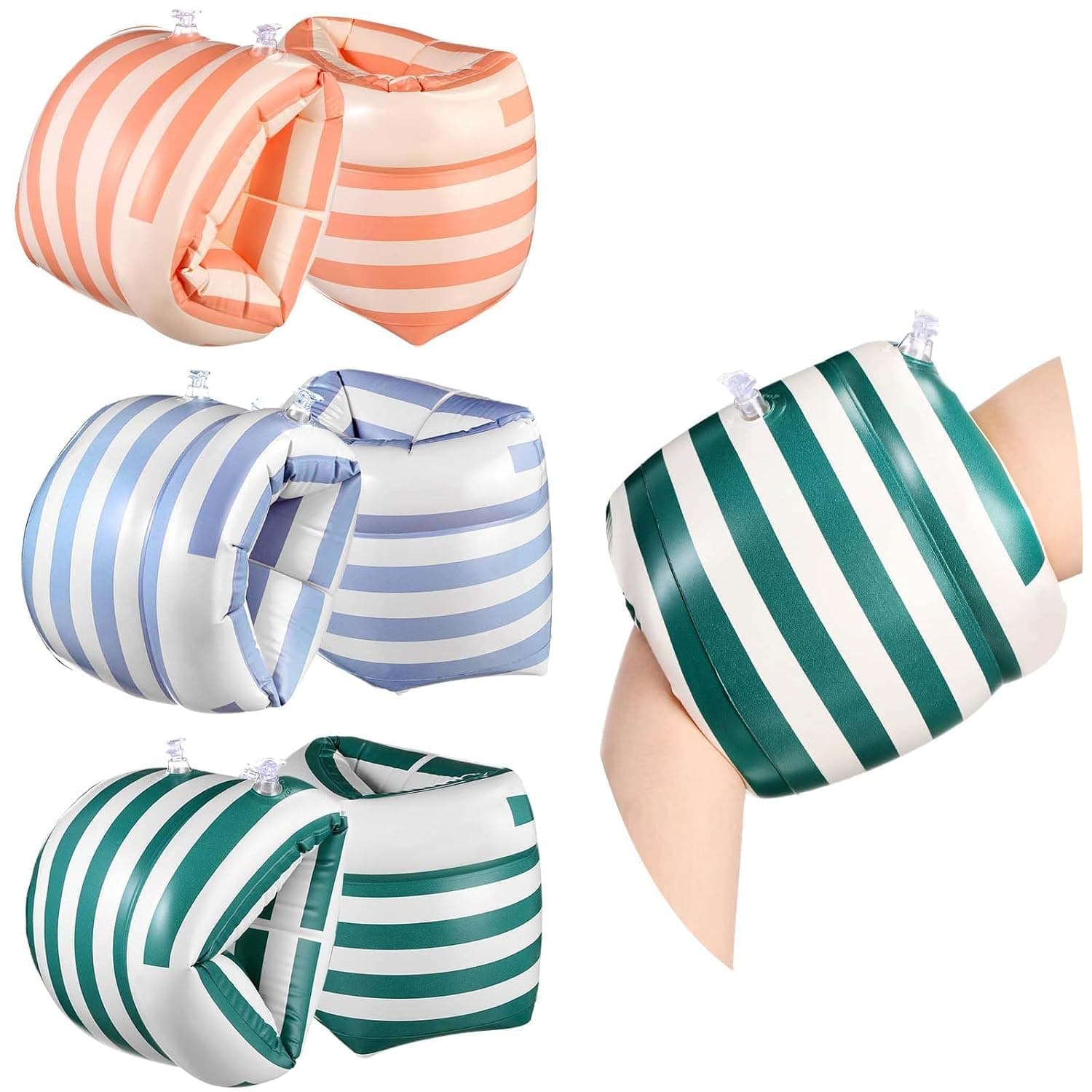 6 Pcs Inflatable Arm Floaties for Kids and Adults, PVC Inflatable Arm Band Pool Floats Sleeves and Swimming Rings for Swim Training, Durable Learning Floaties for Water Sports