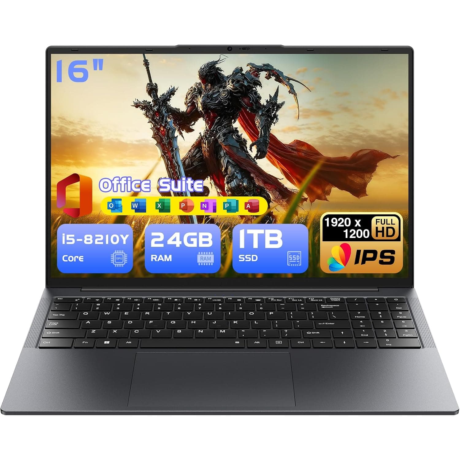 i5 Gaming Laptop,16" Laptop Computer 24GB RAM 1TB SSD, Win 11 pro Notebook PC, Office Suite,1920 x 1200 FHD 16:10, with BT5.0 Wi-Fi, 3xUSB A, HDMI, RJ45, Backlit Keyboard, (24GB RAM,1TB SSD)