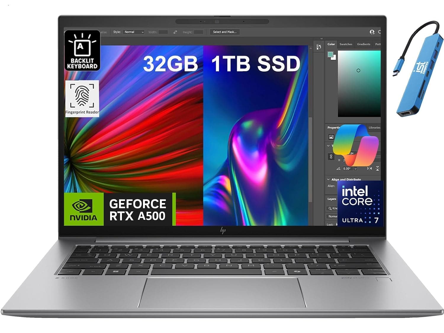 HP ZBook Firefly G11 Mobile Workstation (14" FHD+, NVIDIA RTX A500, Intel Core Ultra 7 155H, 32GB DDR5 RAM, 1TB SSD) AI Copilot Laptop for Engineer, Designer, IST Hub, Backlit, Fingerprint, Win 11 Pro