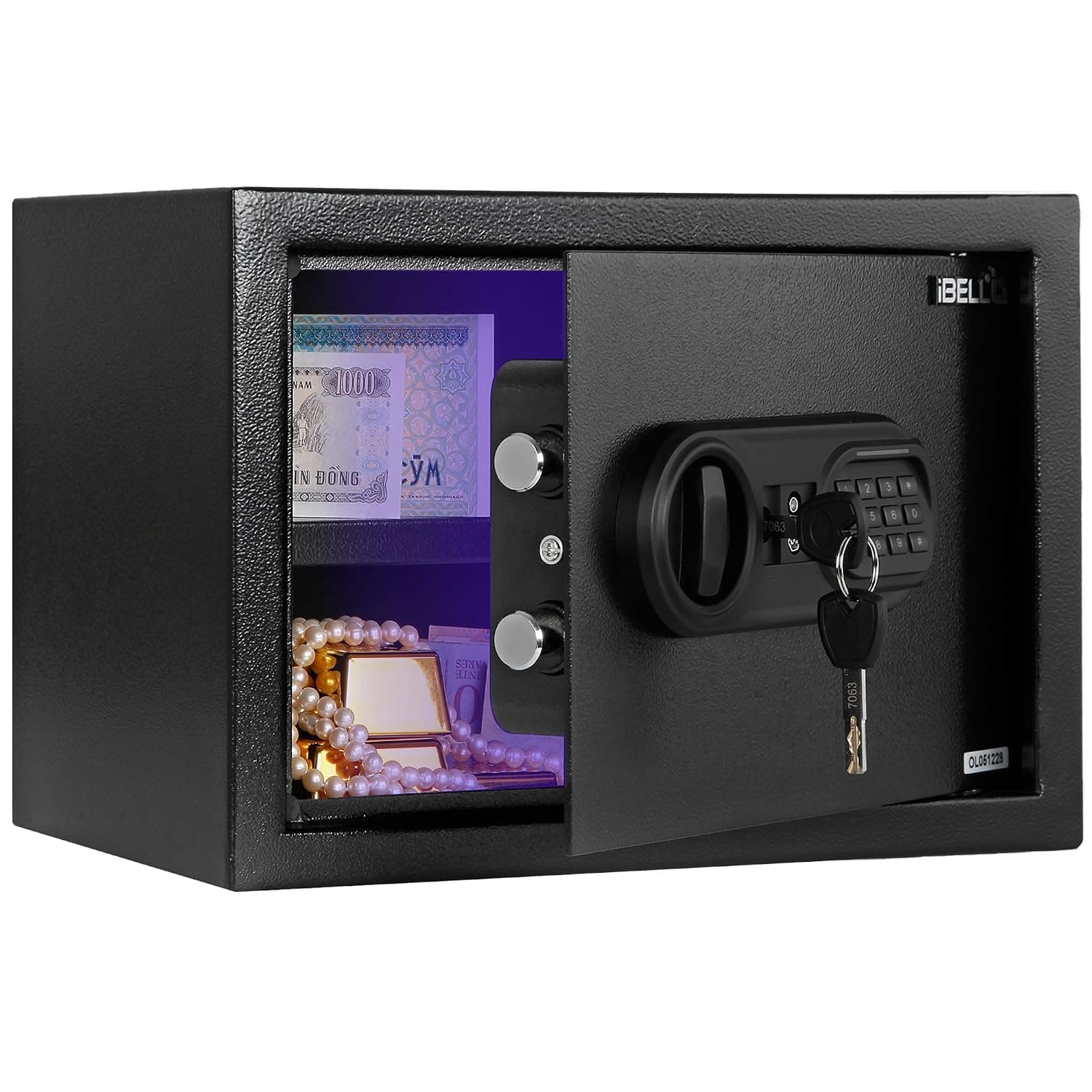 iBELL SL-25S Manual Electronic Safe Locker for Personal and Office Use | 25L Black Locker with LED Light and Emergency Key Access