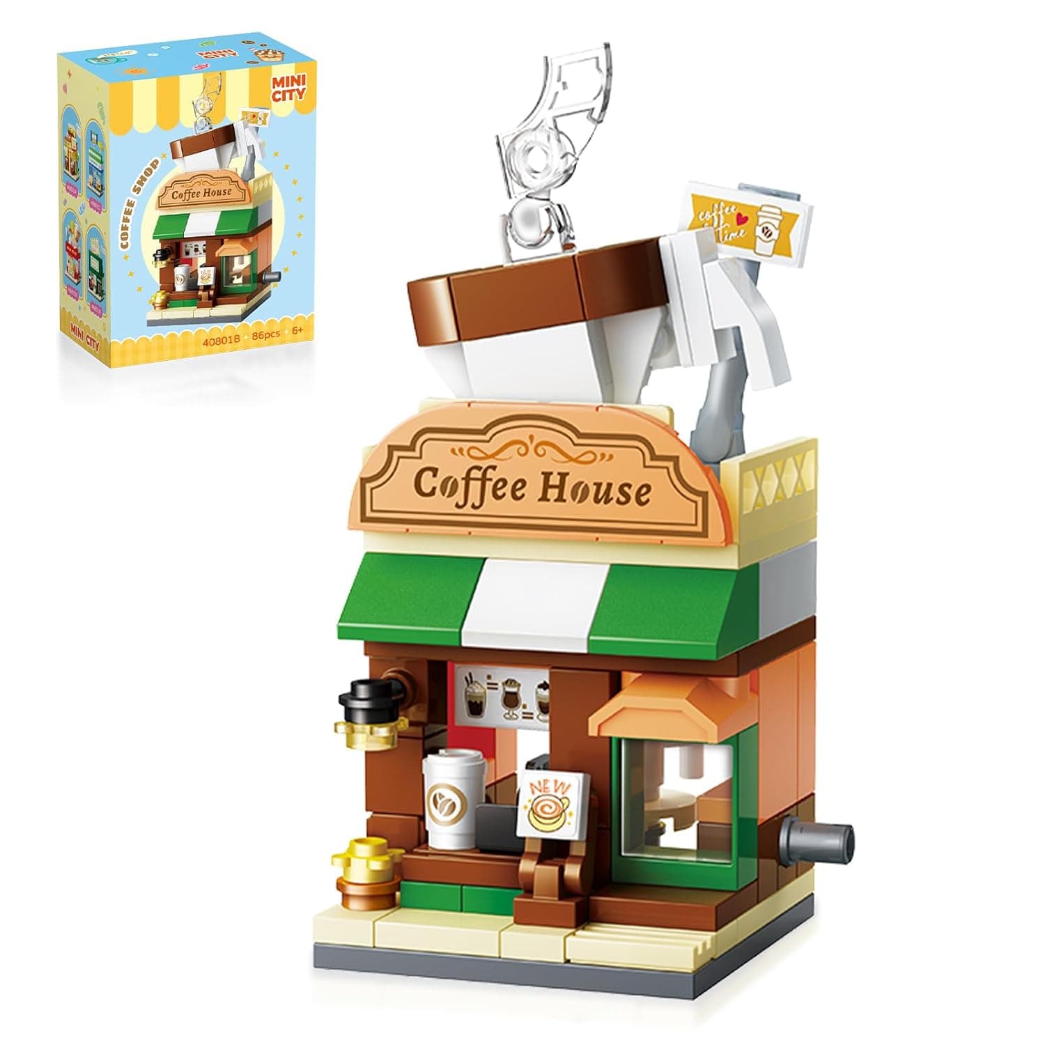 OMIRE Mini Street View Building Blocks Set, 9 Styles + 1 Combo Pack Available, Small Particle Construction Toys, Simulated Coffee Shop/Bakery/Flower Shop Buildings, Educational Gift for Kids