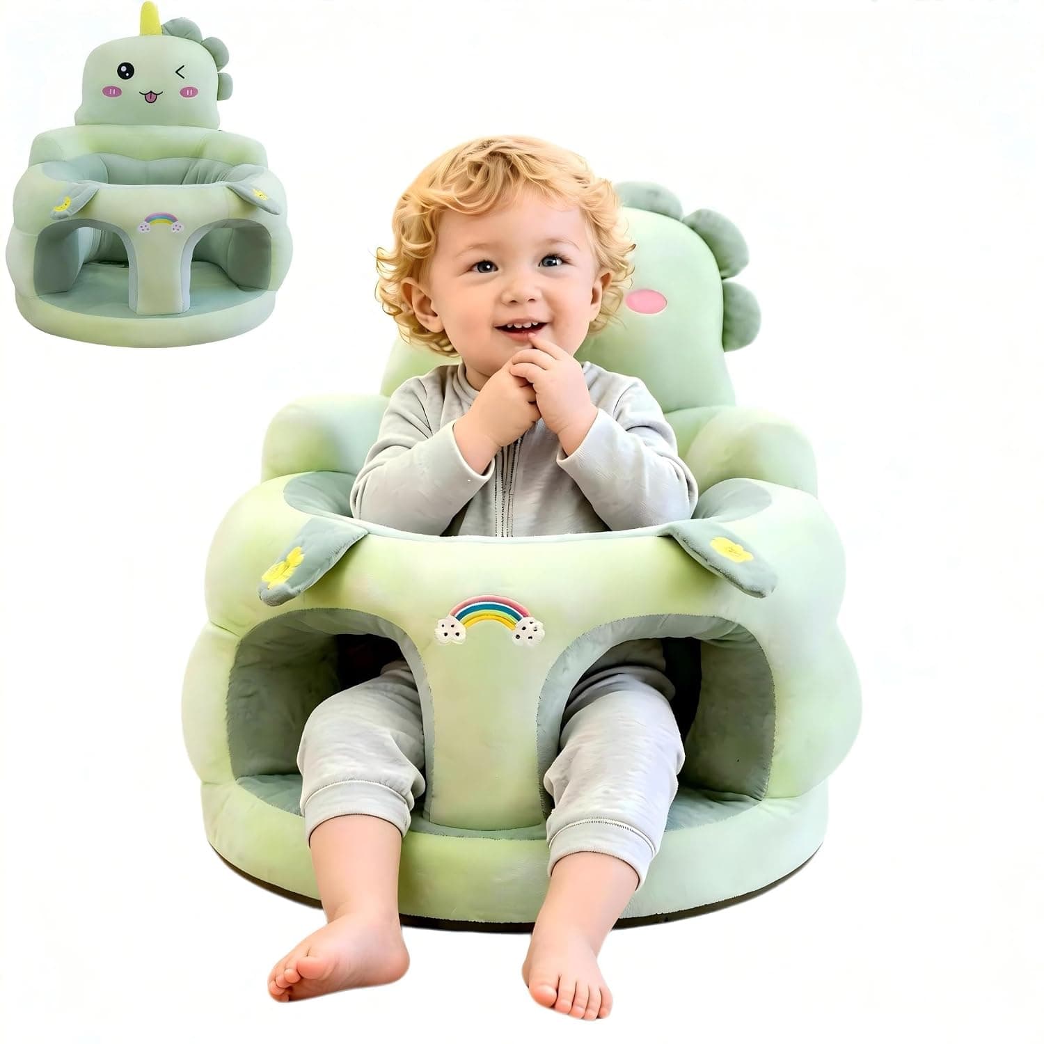 LEFAFA Baby Sitting Support Seat Sofa,Infant Learning Seat, Portable Activity Seat for Babies, Baby Learning to Sit Chair for 3-24 Months Girls and Boys, PP Cotton Full Filling (Dinosaurs)