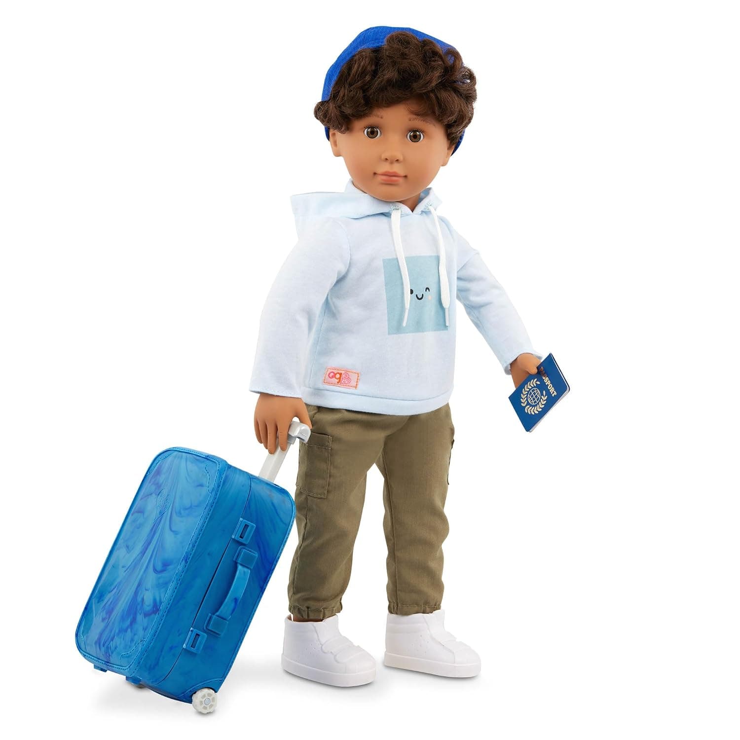 Our Generation 18-inch Boy Doll - Lifelike Hazel Eyes & Curly Brown Hair - Rolling Luggage & Travel Accessories - Pretend Play - Toys for Kids Ages 3 Years & Older - Milo