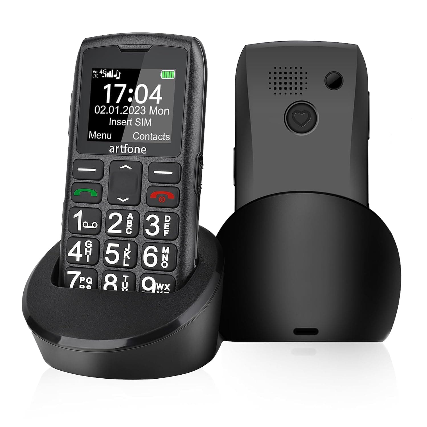 artfone C1+ 4G Unlocked Volte Big Button Cell Phone for Seniors, Basic Mobile Phone for The Elderly SOS Button,Loud and Clear Sound, Speaker, Speed Dial,Photo Contact,Charging Dock,1800mAh