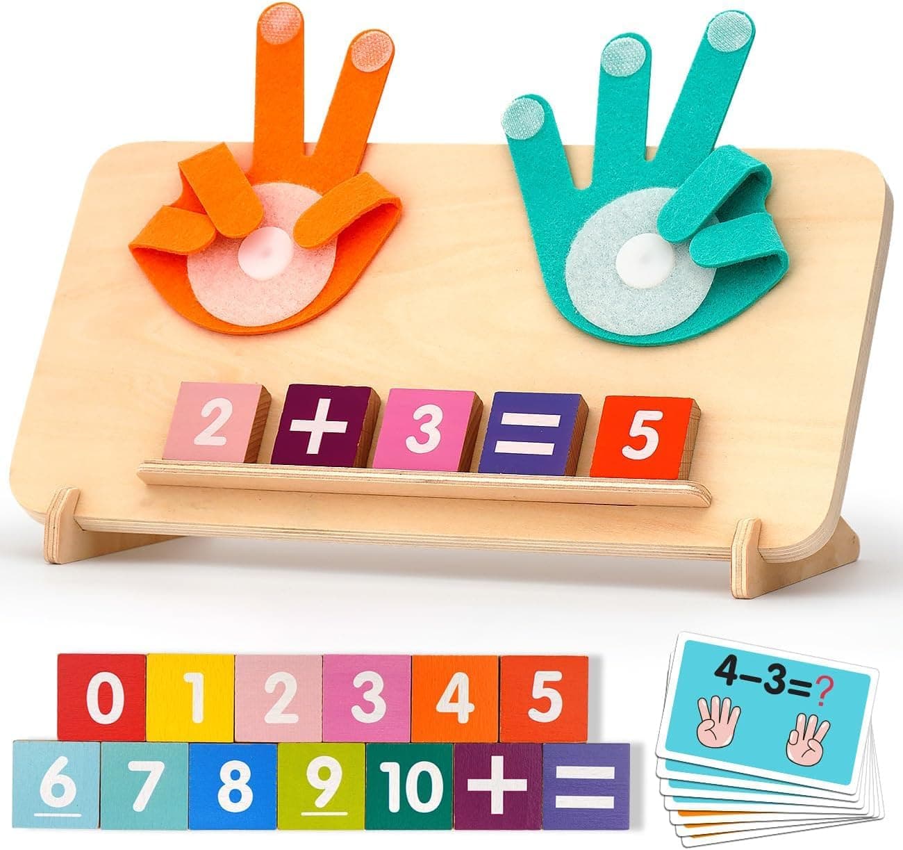 Soofam Educational Learning Number Toy for Toddler, Finger Counting Math Toys, Montessori Math Counting Toys for Toddlers, Number Blocks Toys for 3 4 Year Old Girls Boys Gift