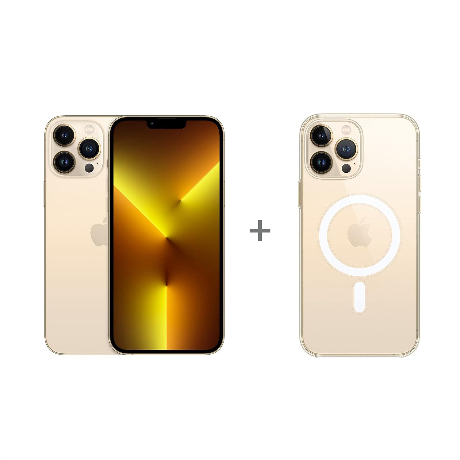 New Apple iPhone 13 Pro Max (256GB) - Gold and Apple Clear Case With MagSafe (For iPhone 13 Pro Max)