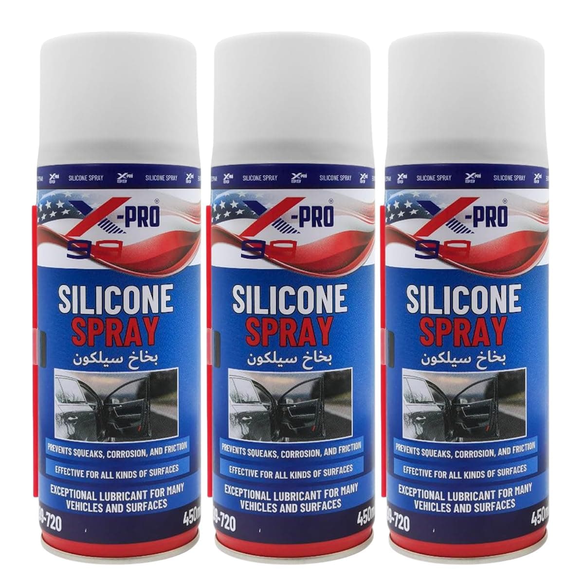 Silicone Spray 450ml | Multi-Purpose Lubricant for Car Interior, Rubber, Plastic, Door Panels, Dashboard, Anti-Squeak & Friction Control | Model- X99-720 (3 PCS)