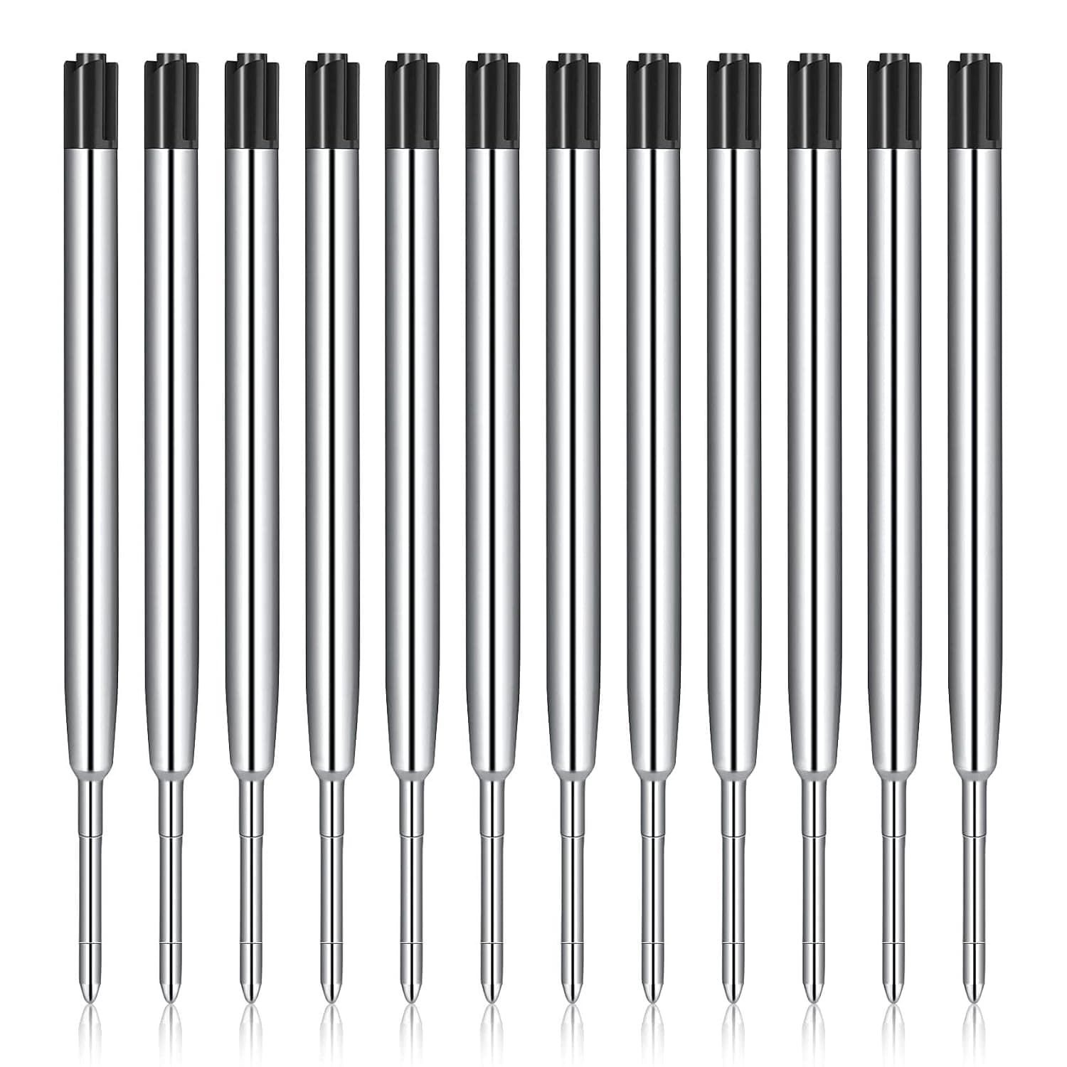 Pen Refills Black Ink, 24 Pieces Universal Ballpoint Refills, 9.9cm Replacement Refills, 1.0mm Nib Smooth Writing Replacement, Compatible with Most Retractable Pens for Office School Use