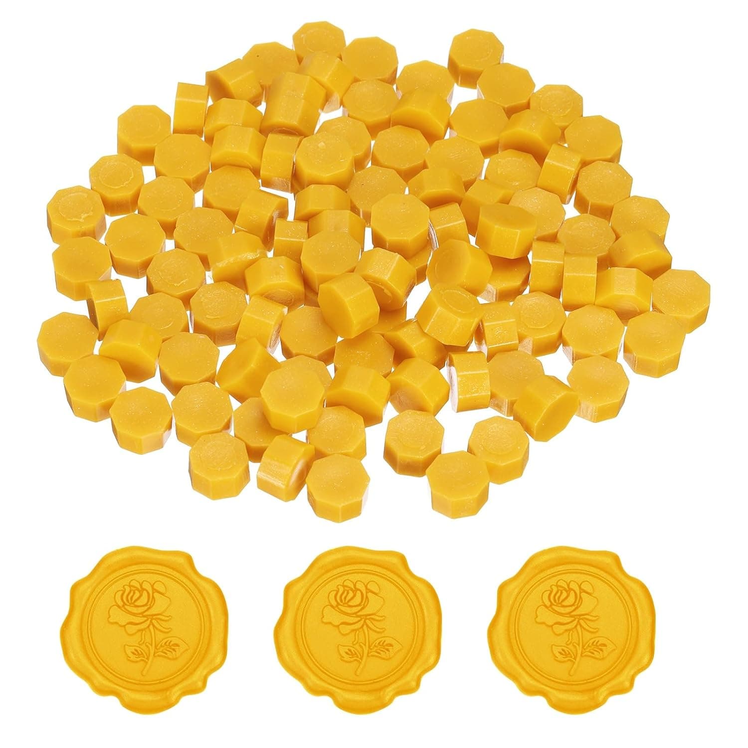PATIKIL Wax Seal Beads, 4 Pcs Hexagon Sealing Beads Kit for Wax Seal Stamp for Wedding Invitation Letter Envelope DIY Crafts Card Gift Wrapping, Light Yellow