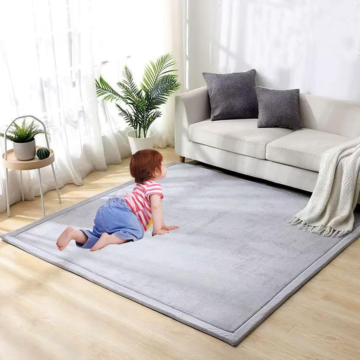 Play Crawling Mat for Nursery Baby, Kids Crawling Mat 180 x 200 cm Extra Soft Activity Floor Mat for kids Playroom Bedroom Custom Size Large Area Rugs Non-Slip Playmats for Baby Toddler Children