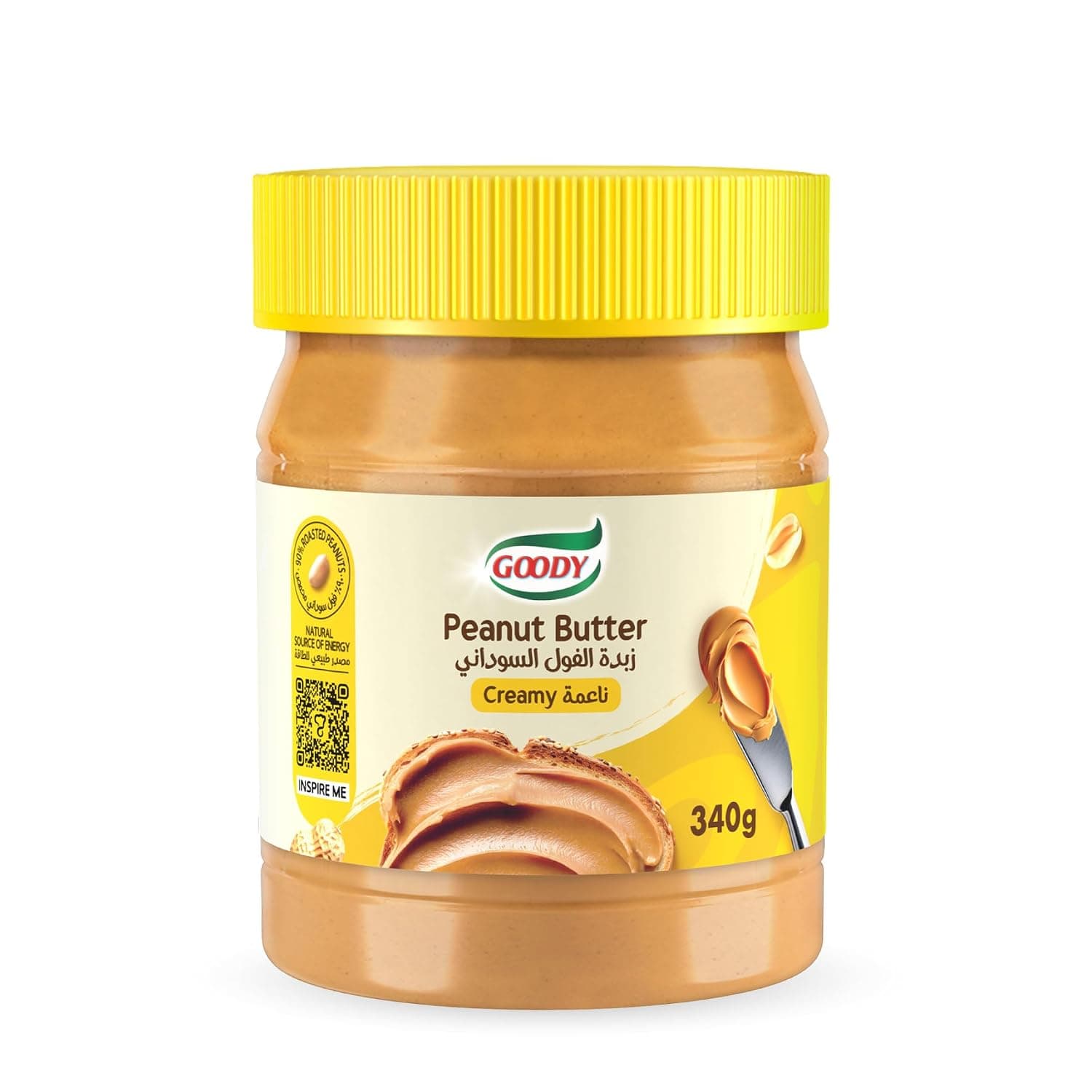 Goody Smooth Peanut Butter 340g, 90% Roasted Peanuts, Energy Source, Rich in Protein and in Magnesium