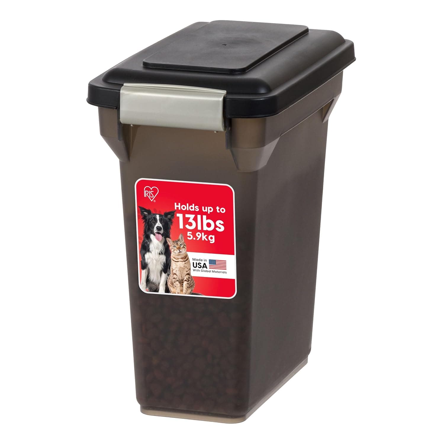 Iris Ohyama Premium Airtight Pet Food Storage Container, Black