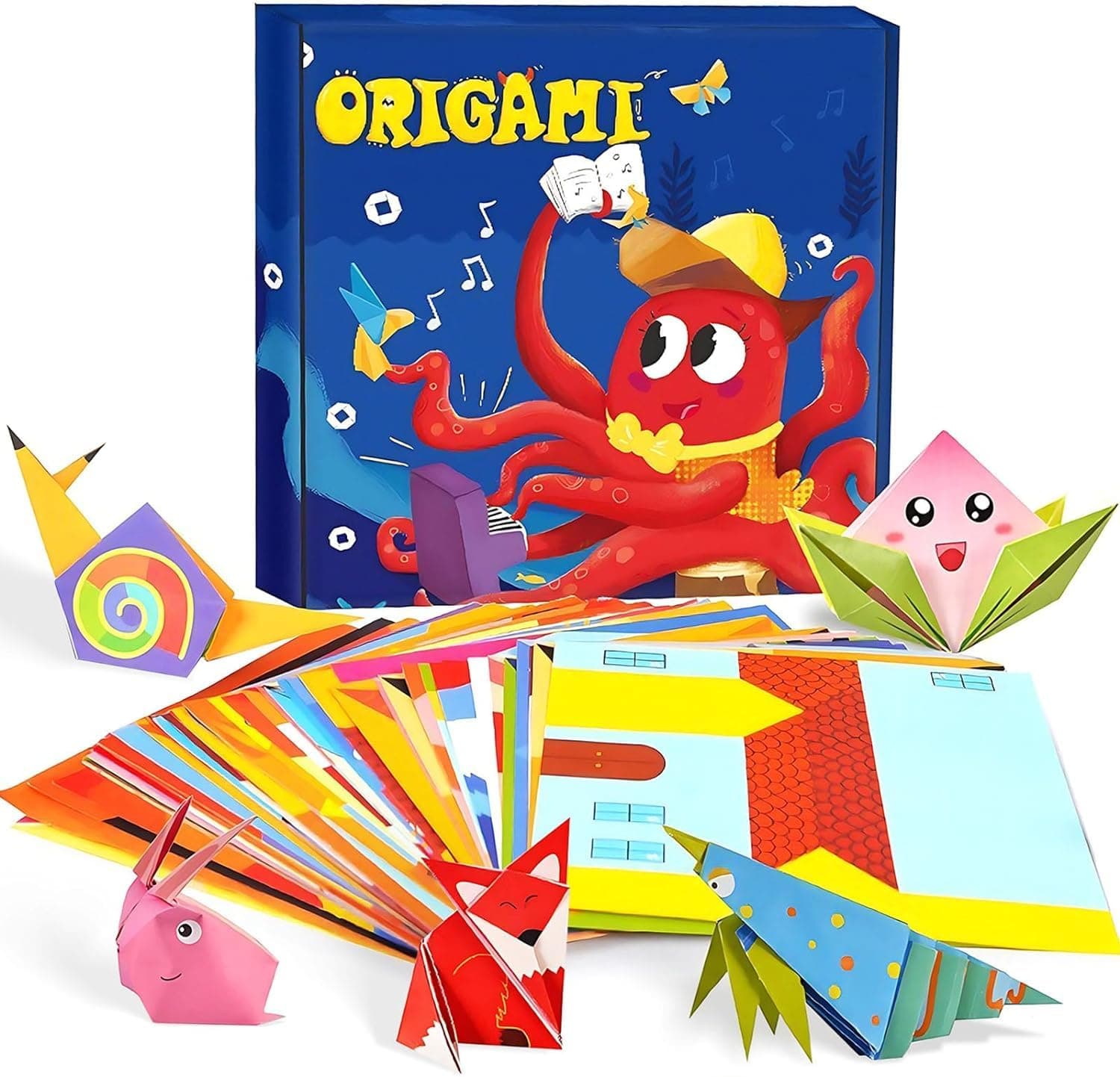Mumoo Bear Origami Paper Kit, 108 Sheets, 54 Coloured Projects with Instruction Book, Arts and Crafts for School Class Lessons, for Boys & Girls Ages 8-12