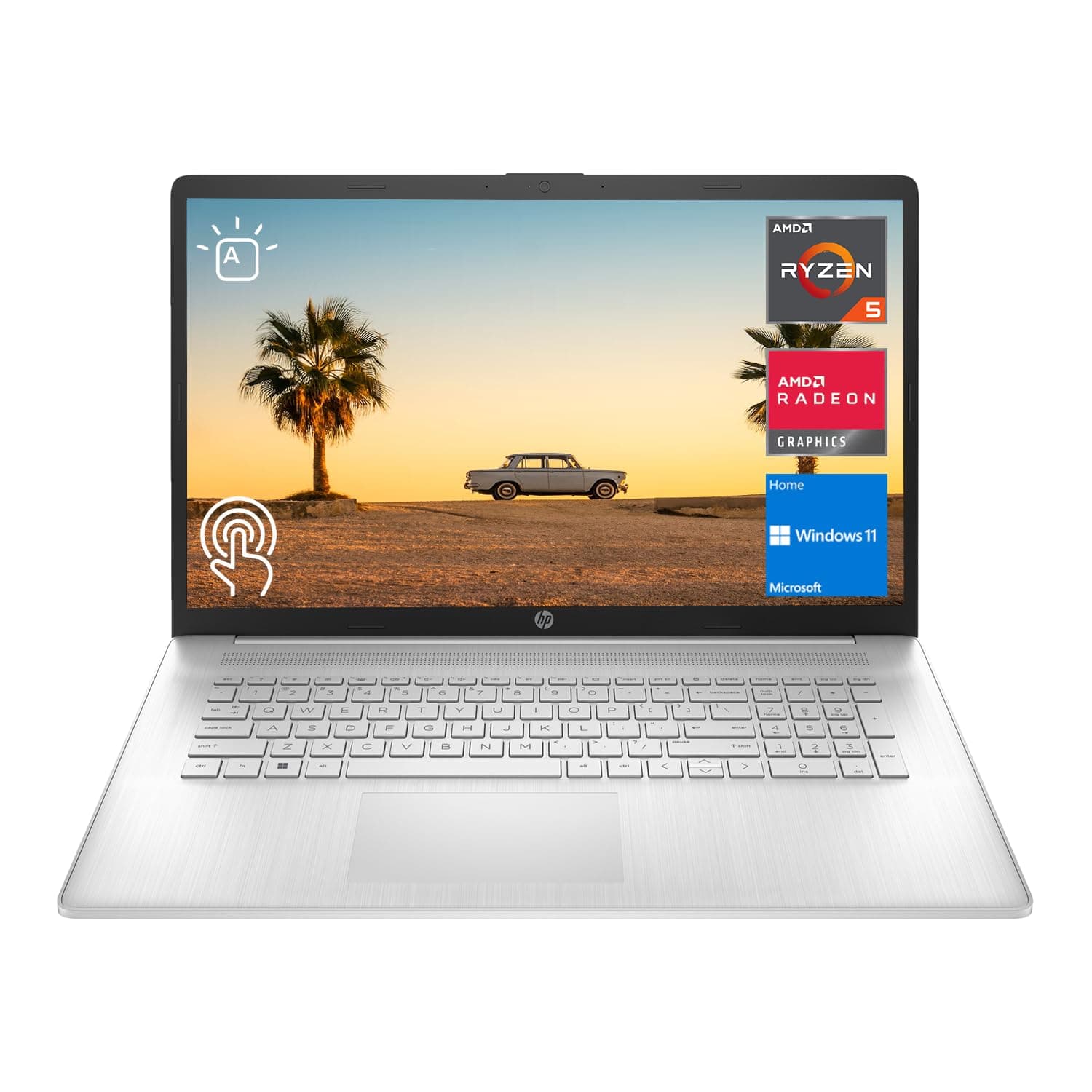 HP 2023 17 Laptop, 17.3" HD+ Touchscreen Display, AMD Ryzen 5 7530U Processor (Beats i7-1165G7), 16GB RAM, 512GB SSD, HDMI, Backlit KB, Webcam, Wi-Fi 6, Windows 11 Home, Silver