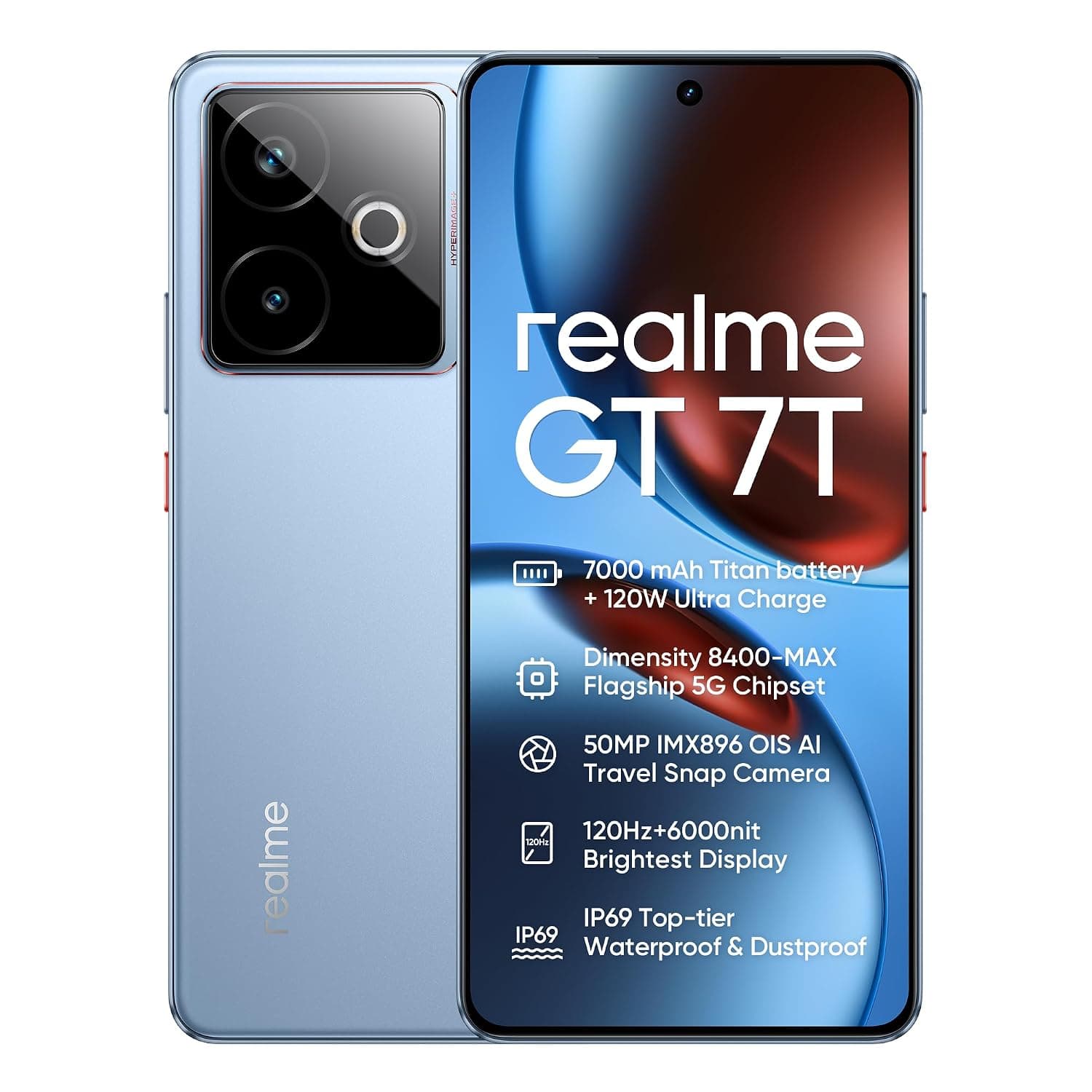 Realme GT 7T Dual SIM 512GB ROM + 12GB RAM (GSM Only | No CDMA) Factory Unlocked 5G Smartphone (IceSense Blue) - International Version