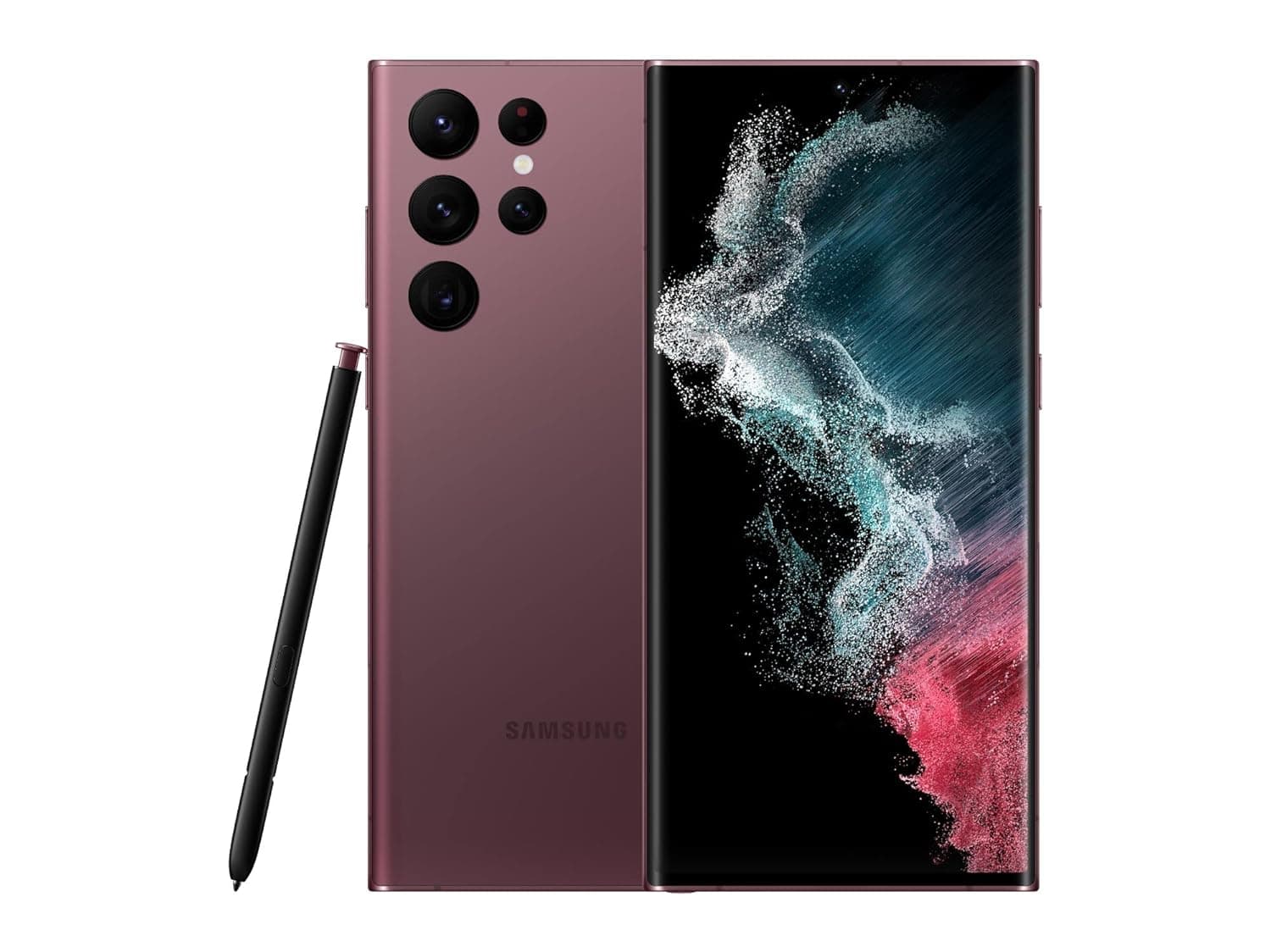 سامسونج جوال جالكسي اس 22 الترا ثنائي شرائح الاتصال بذاكرة روم 256GB وذاكرة RAM 12GB (جي اس ام فقط | بدون سي دي ام ايه) هاتف ذكي 5G مفتوح من المصنع (بورغندي) - اصدار عالمي