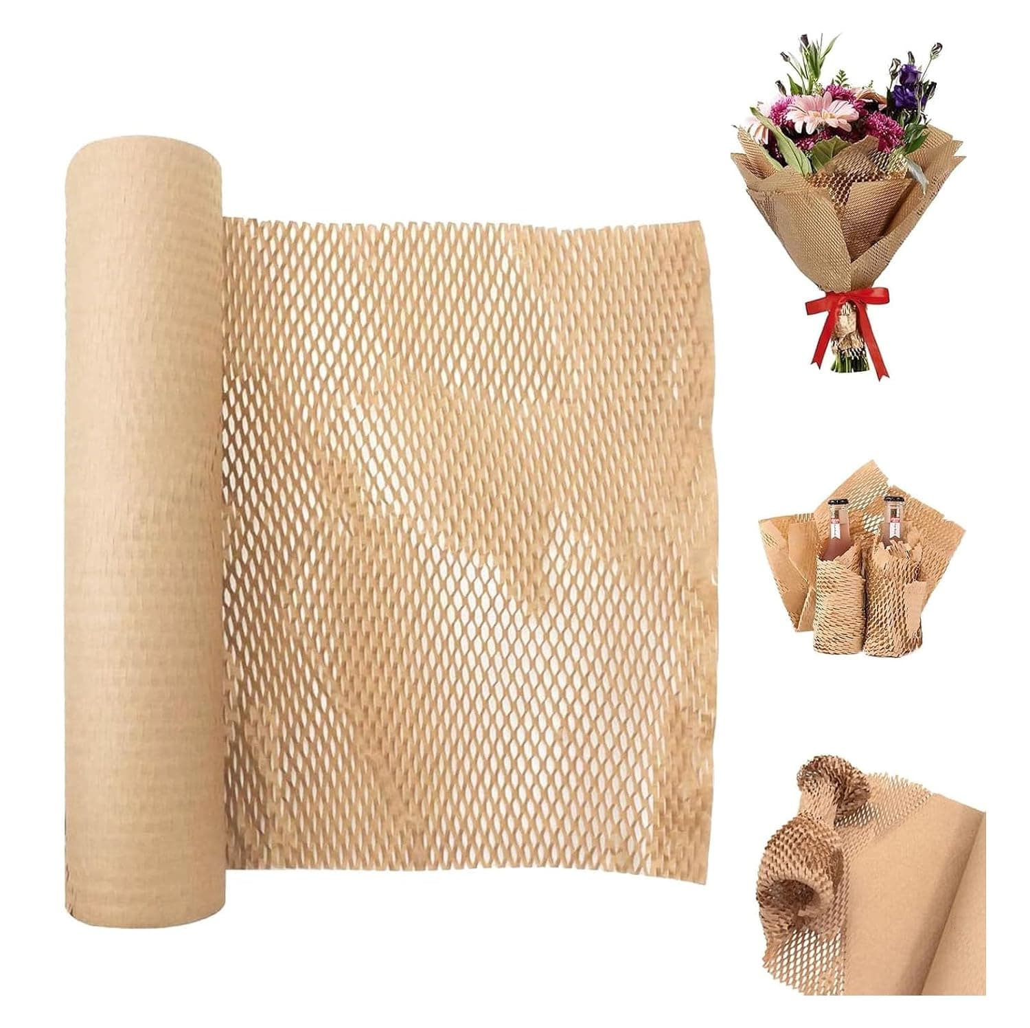 Honeycomb Wrapping Paper 30 cm x 30 m, Eco Friendly Honeycomb Bubble Paper Roll, Alternative Bubble Plastic Wrap, Reusable Wrapping for Moving, Gifts, Shipping Tearable Items