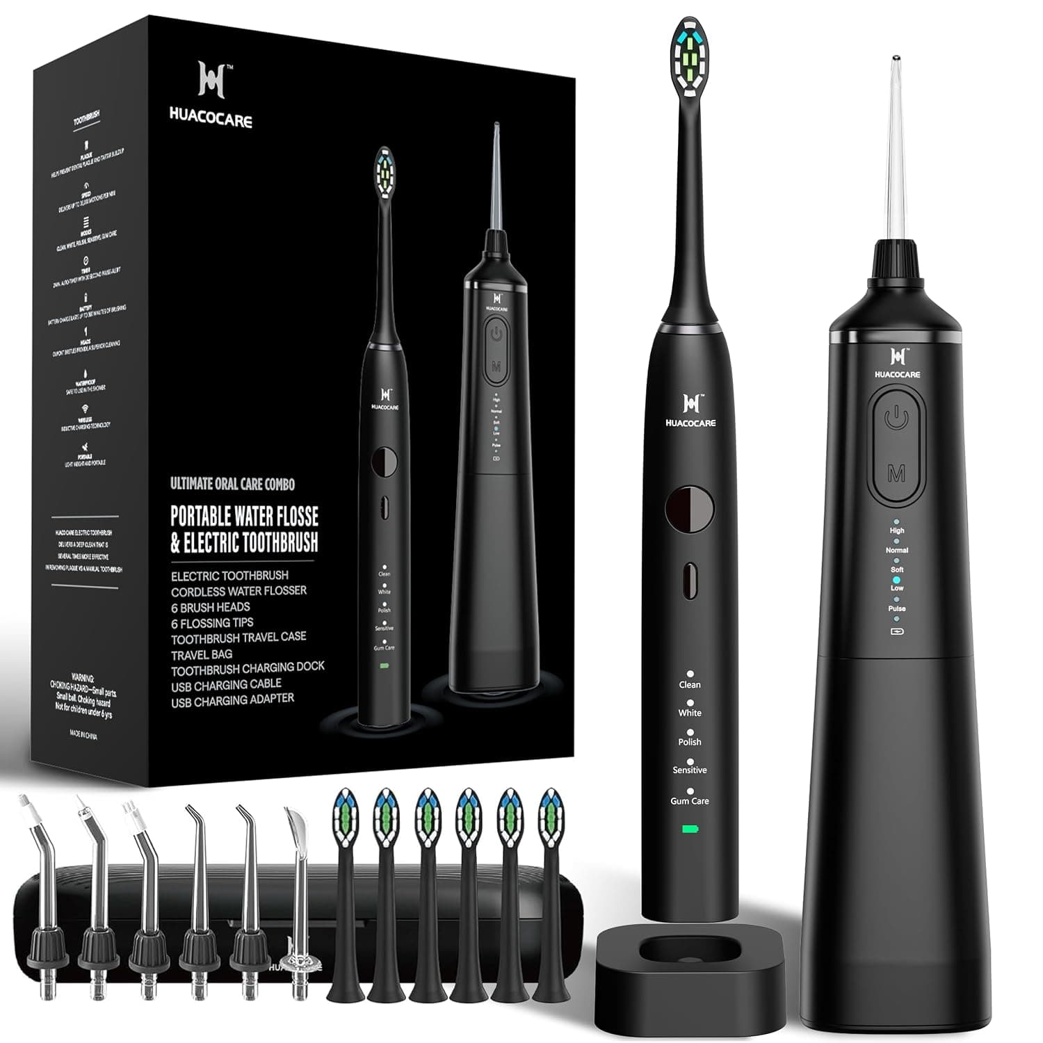 Upgraded Pro Dental Care Kit: 5-Mode Water Flosser & 50,000 VPM Sonic Electric Toothbrush | Premium Oral Clean Set with Enhanced Cleaning Modes, Larger Tank & Refined Design for Advanced Gum Health