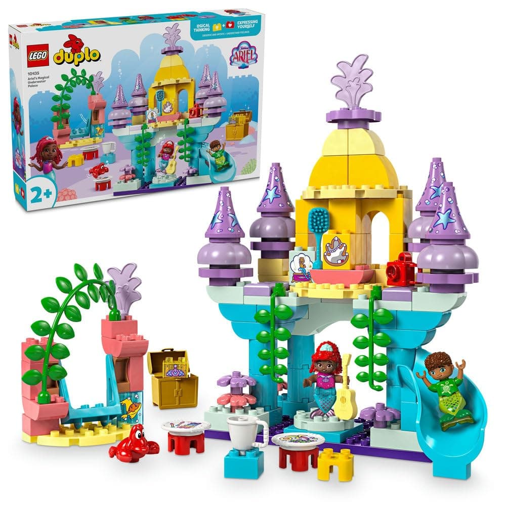 LEGO DUPLO | Disney Ariel’s Magical Underwater Palace, The Little Mermaid Building Toy for 2 Plus Year Old Toddlers, Girls & Boys, Castle Set with Figures, Educational Learning Toys, Gift Idea 10435