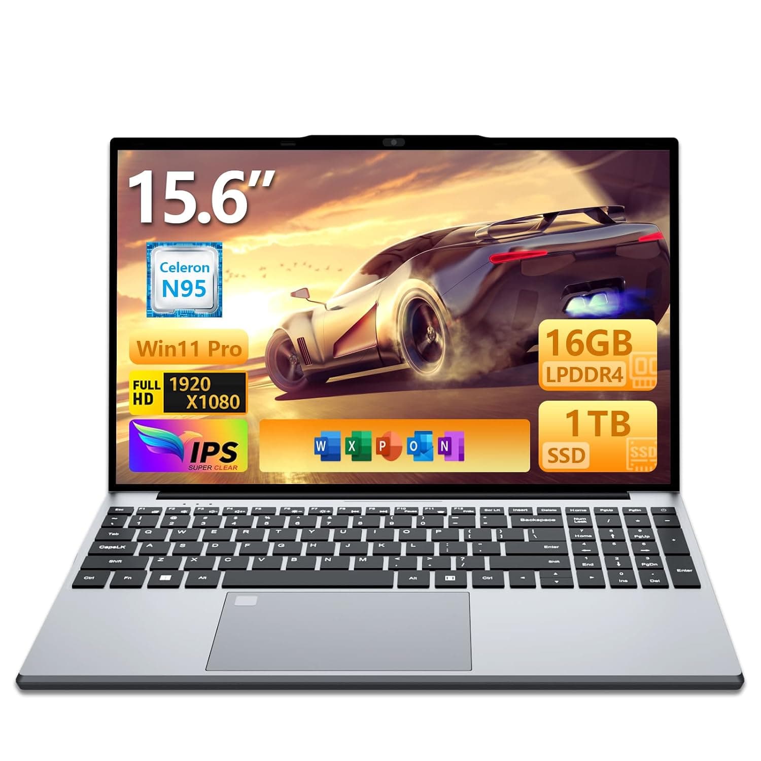 KUMNOSAL 15.6 Inch Laptop Computer, Student Business Laptop 12th Gen N95 Processor(Up to 3.4GHz), 16GB RAM 1TB SSD, FHD IPS 1920x1080 with 180 Angle Opening Backlit Keyboard Fingerprint Reader Unlock