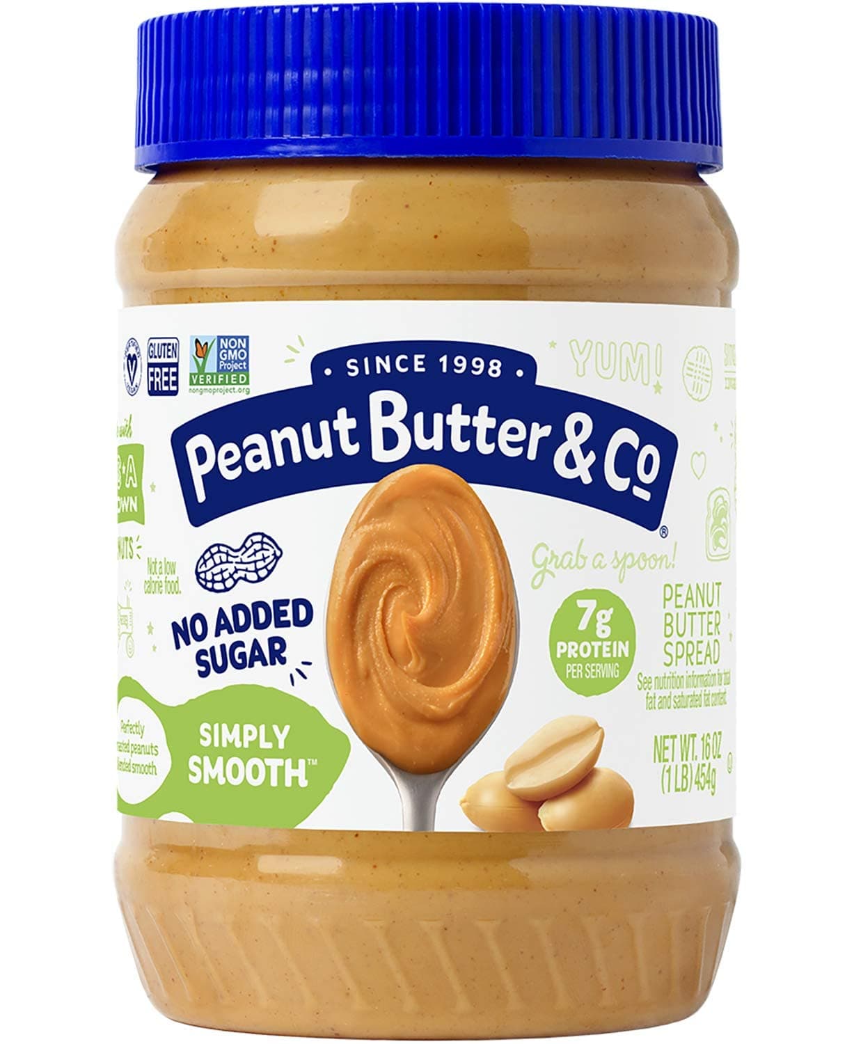 Peanut Butter & Co. Simply Smooth No Sugar Added Peanut Butter, Non-Gmo Project Verified, Gluten Free, Vegan, 16 Ounce